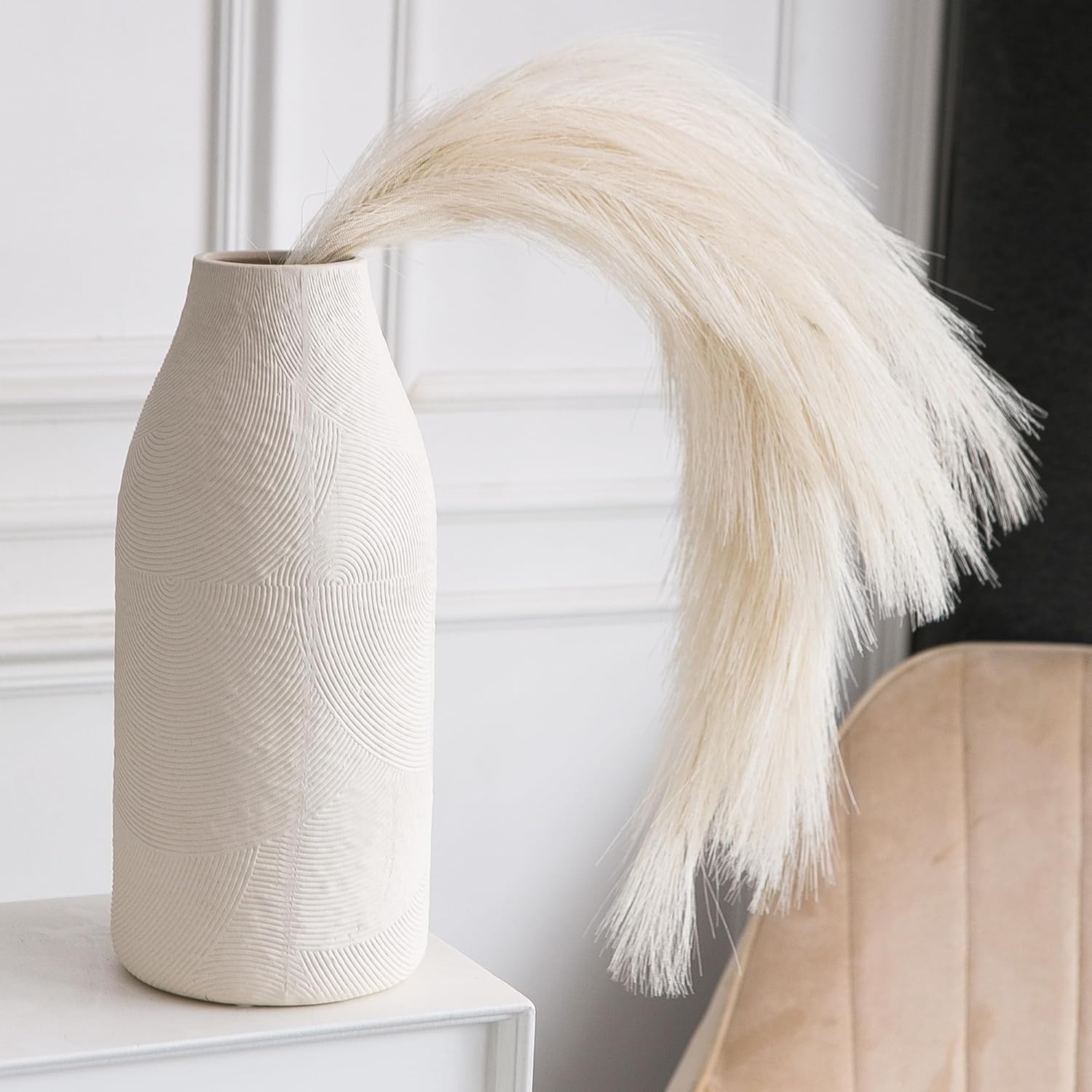 Banllis Large Textured Ceramic Vase for Modern Farmhouse Decor