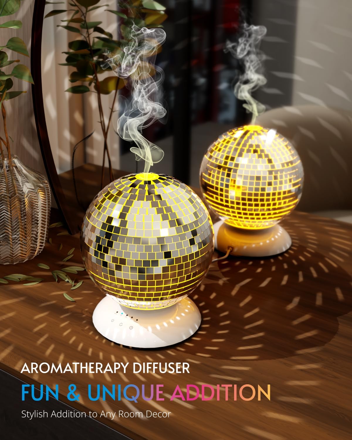 Mirror Essential Oil Diffuser with 14 Light Modes