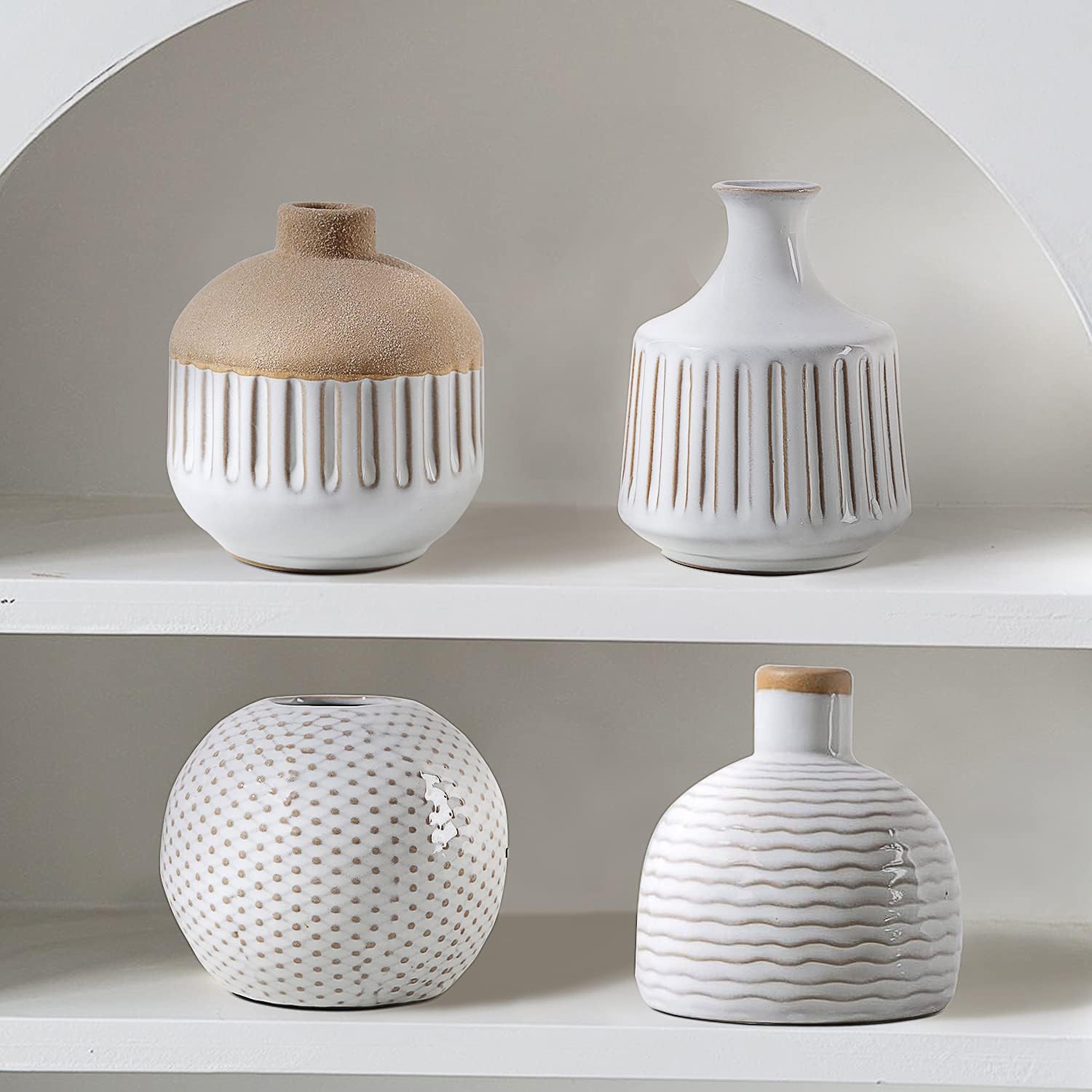 Lizofer Boho Minimalist Ceramic Vase Set of 4