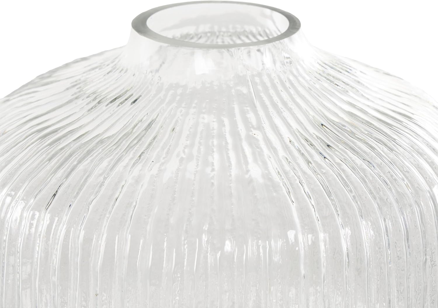 Deco 79 Clear Glass Round Ribbed Vase 8x8x8