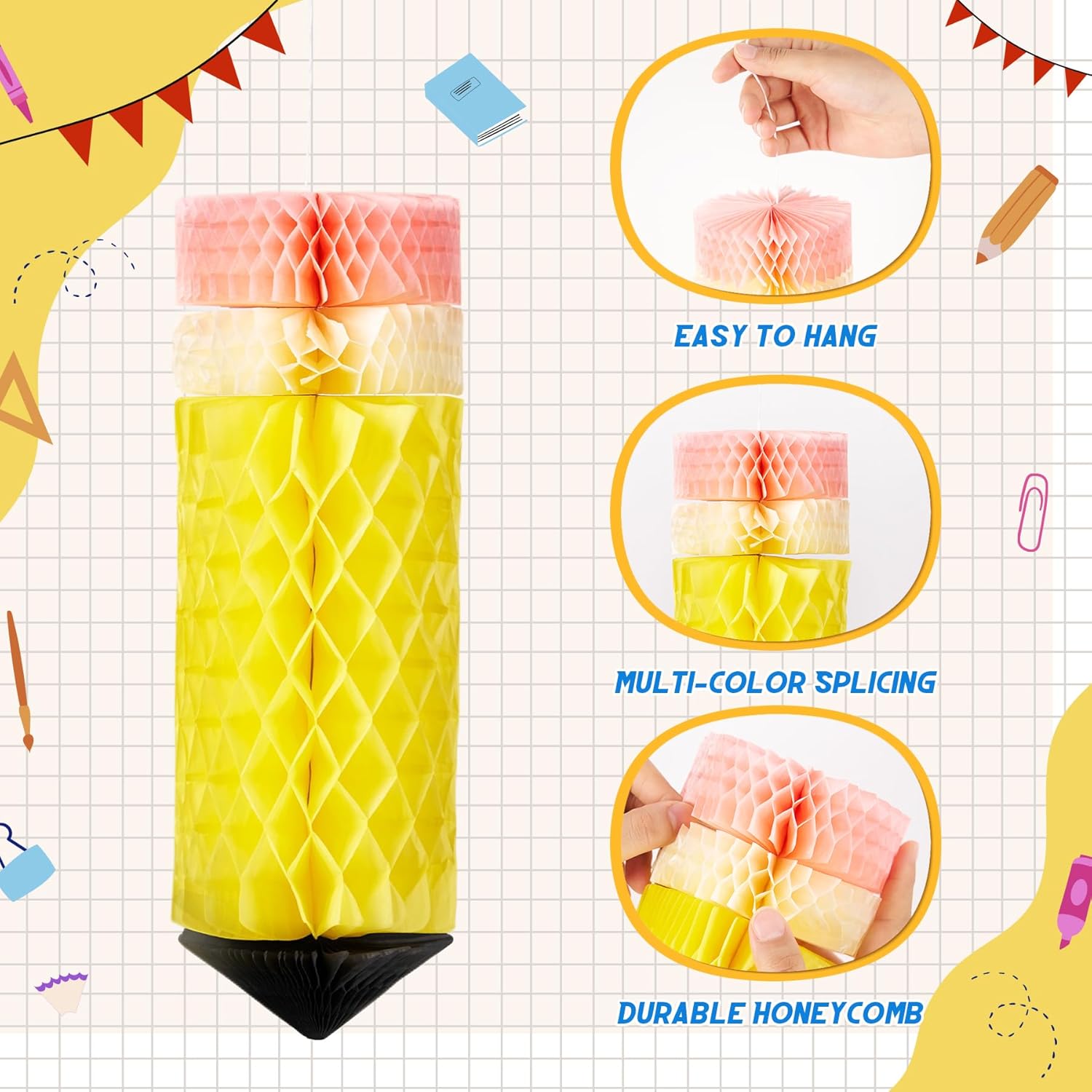 18 Pcs Pencil Apple Hanging Decorations Set