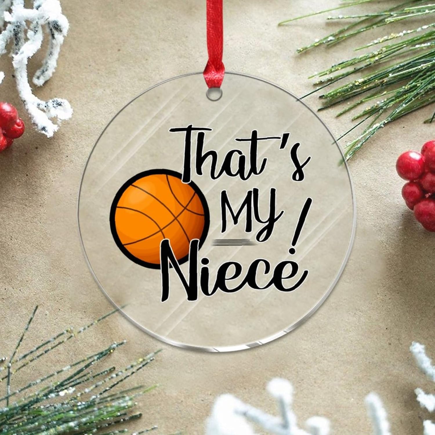 Clear Acrylic Christmas Ornaments 2023 Basketball Niece Aunt Decor