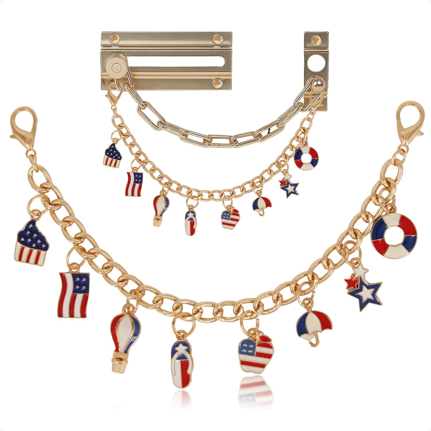4th of July Gold Plated Door Chain Lock Charms