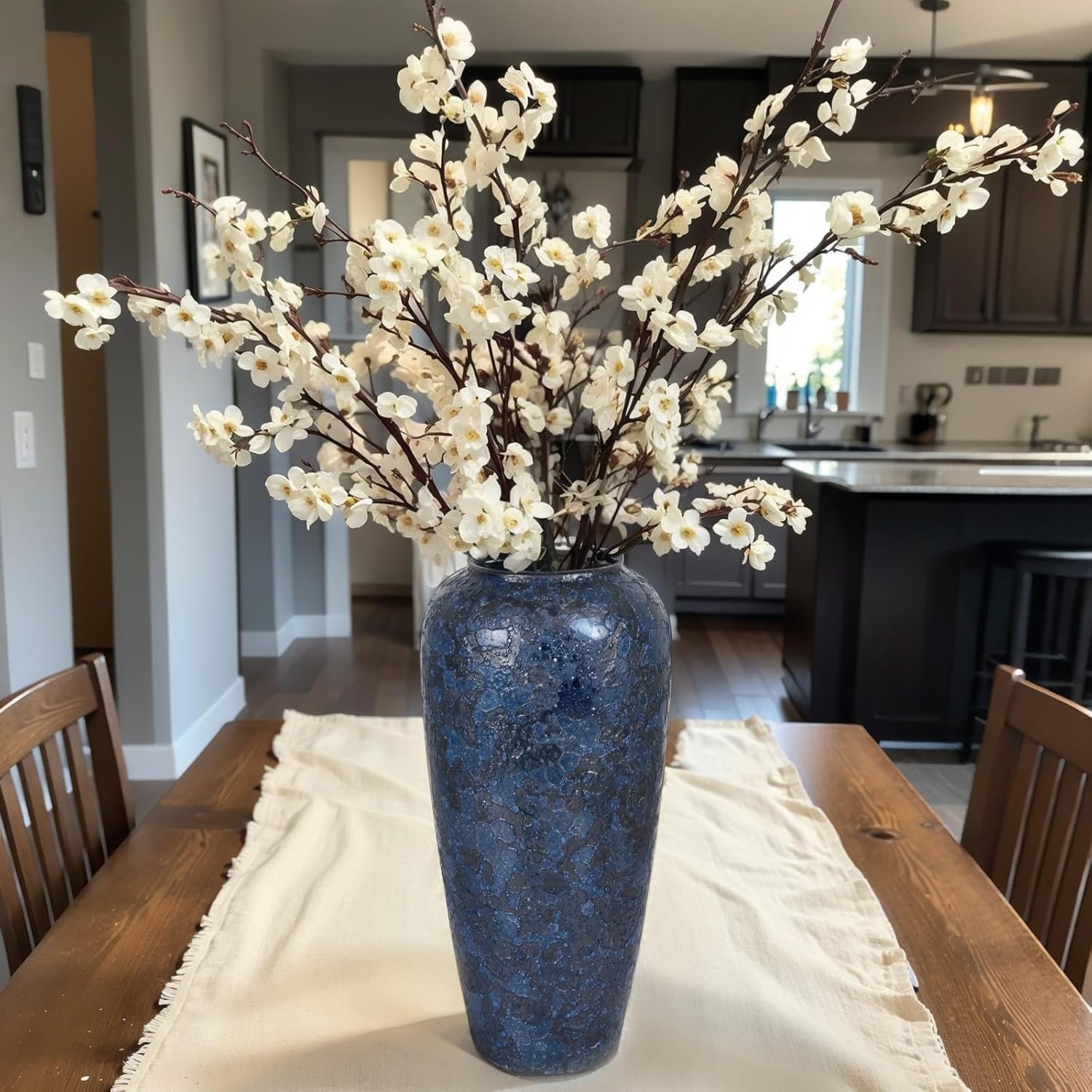 Blue Ceramic Vase 13 Inch Tall Rustic Terracotta