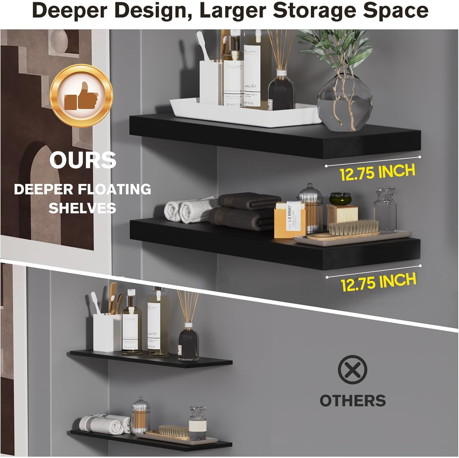JPND Floating Shelf Set of 2 Black