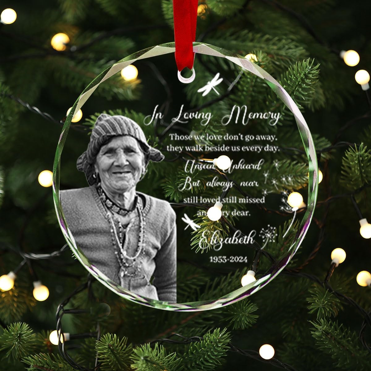 Personalized Photo Memorial Crystal Glass Christmas Ornament