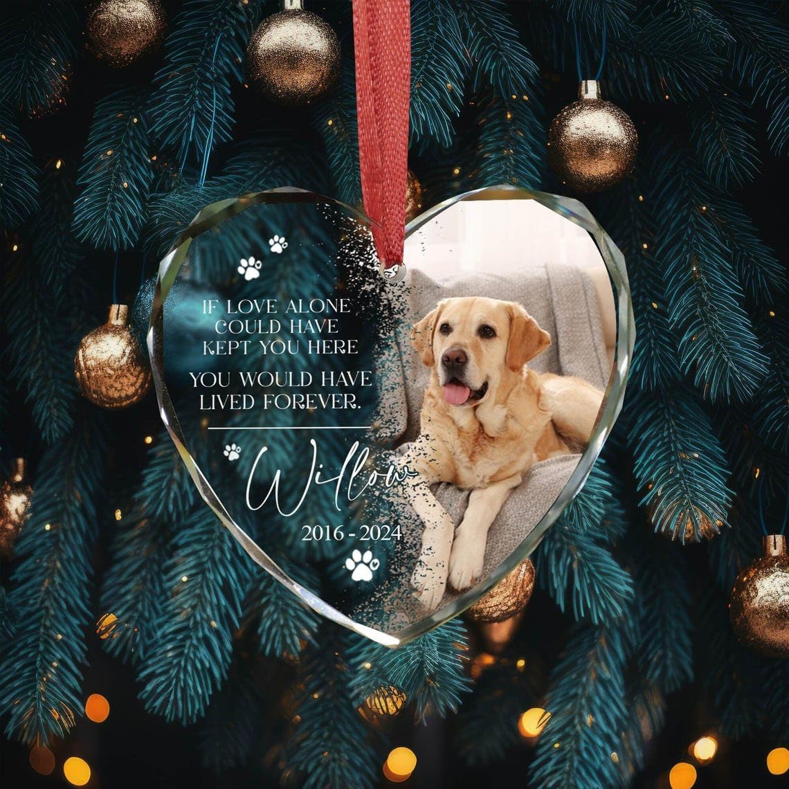 Custom Personalized Dog Memorial Ornament Forever Loved Pet Loss Keepsake