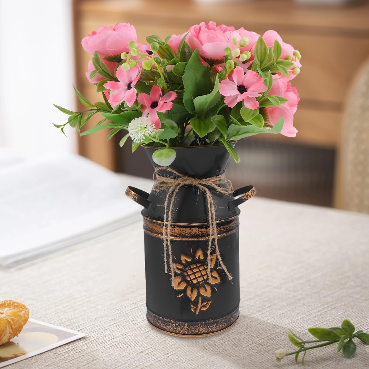 Didiseaon Shabby Chic Vintage Metal Pitcher Vase for Farmhouse Decor