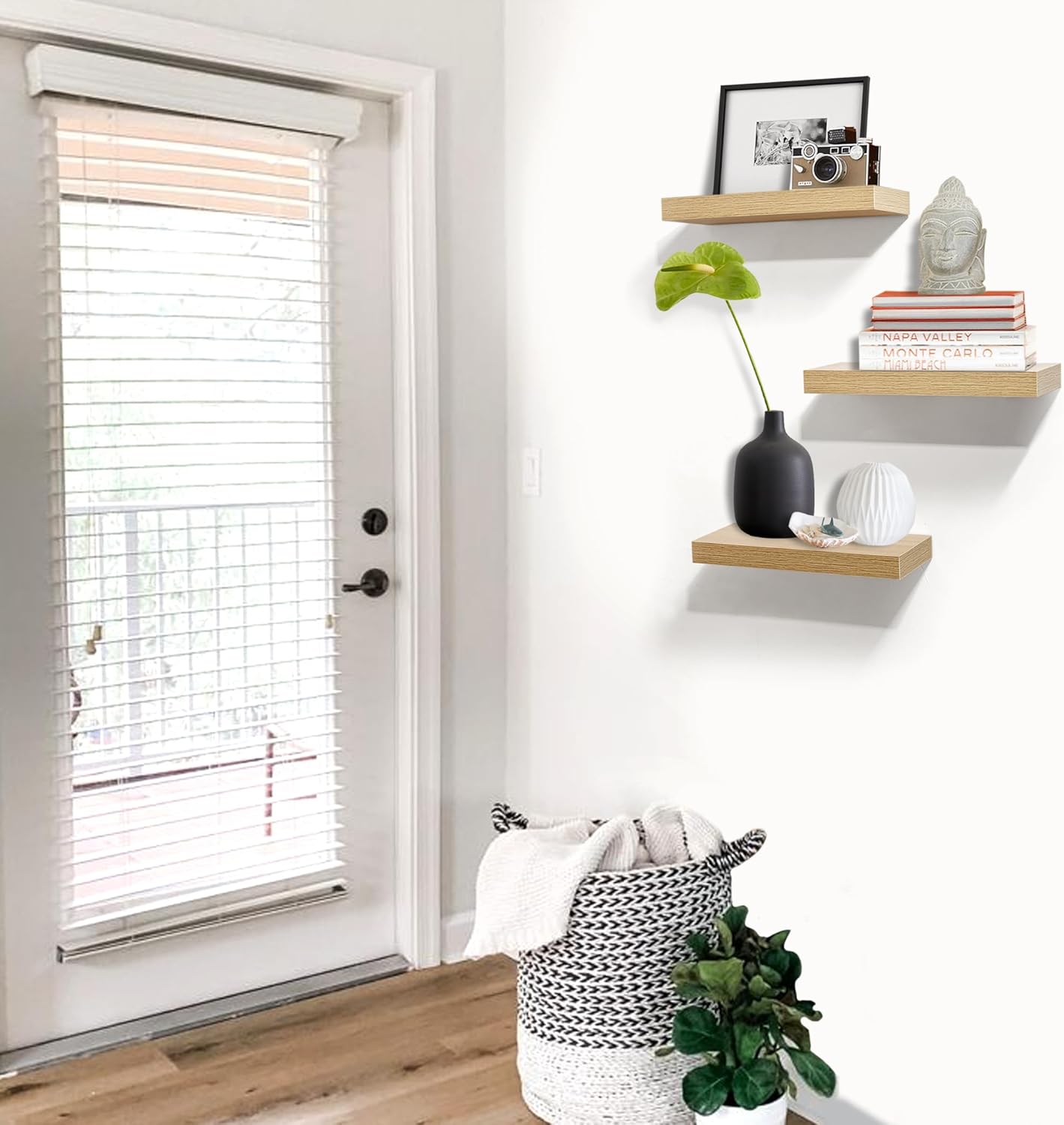 AHDECOR Floating Shelves Set of 3 Rustic Wooden Ledge Decor