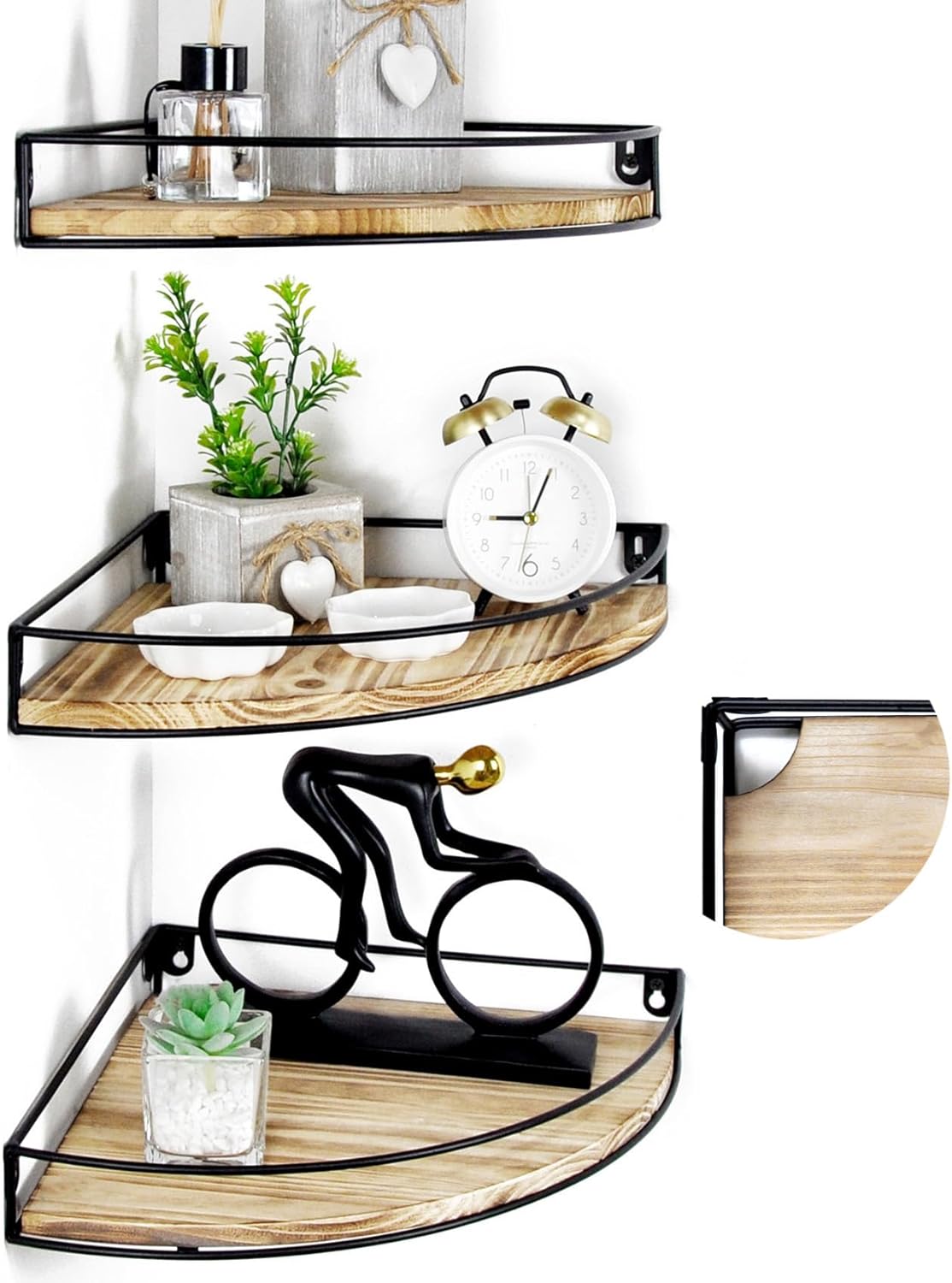 Corner Floating Shelves Set of 3 Rustic Brown