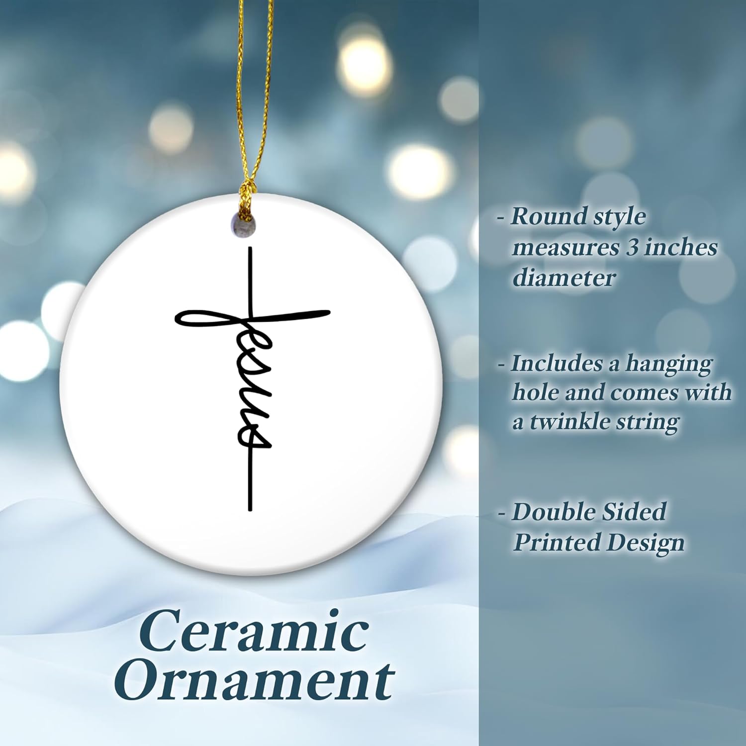 Jesus Christmas Ornament Christ Cross Decor Holiday Faith Gift