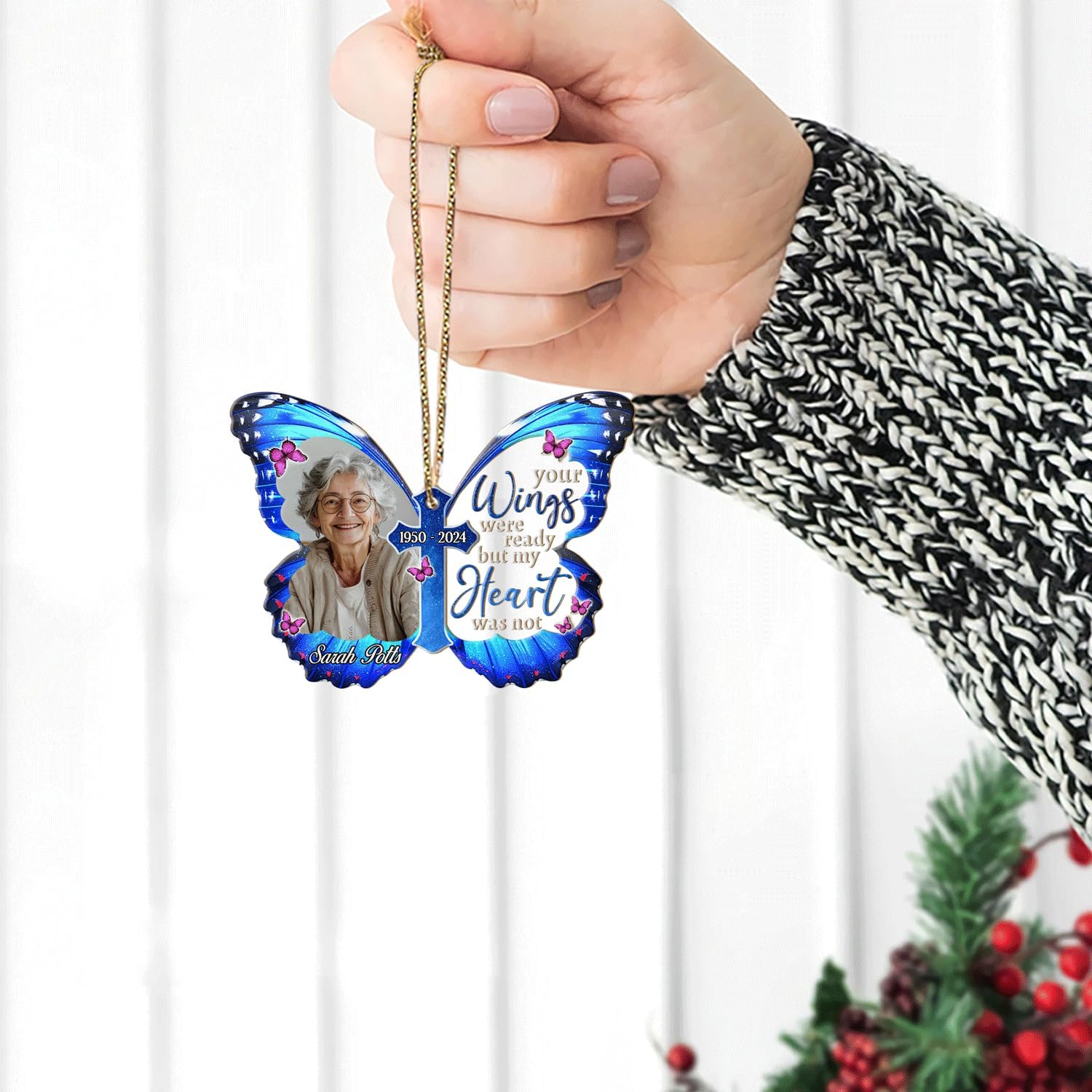 Personalized Memorial Christmas Ornament with Name and Photo