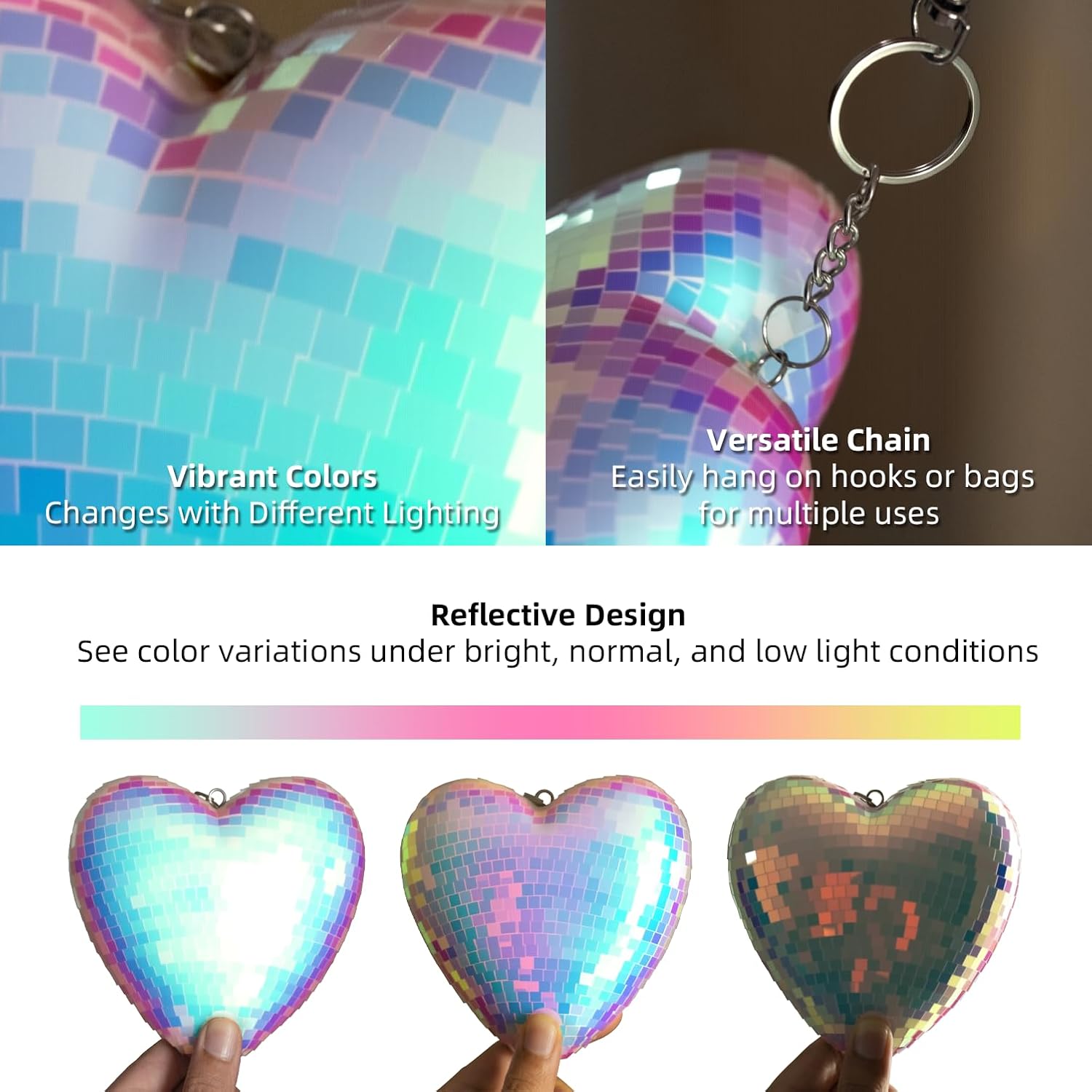 2 Pack Heart-Shaped Mirror Disco Ball Decor