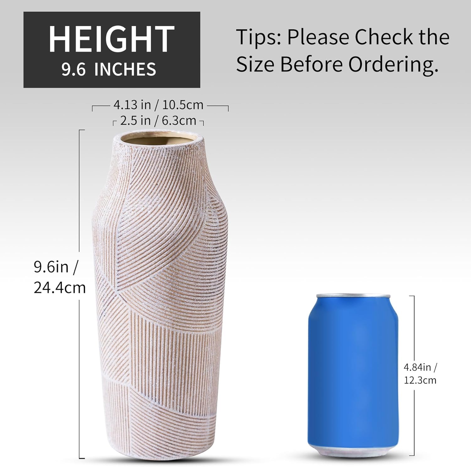 Vintage Ceramic Flower Vase 96 Inch Farmhouse Decor