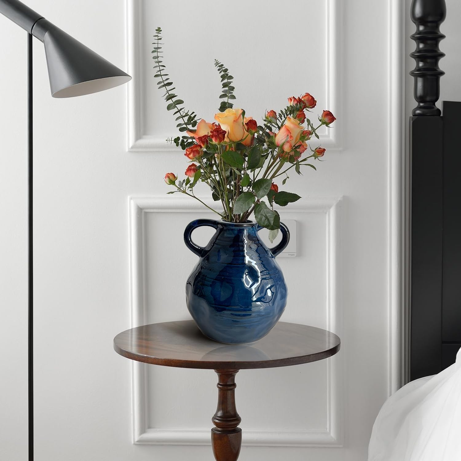 LIFFY Blue Ceramic Vase with Double Handle