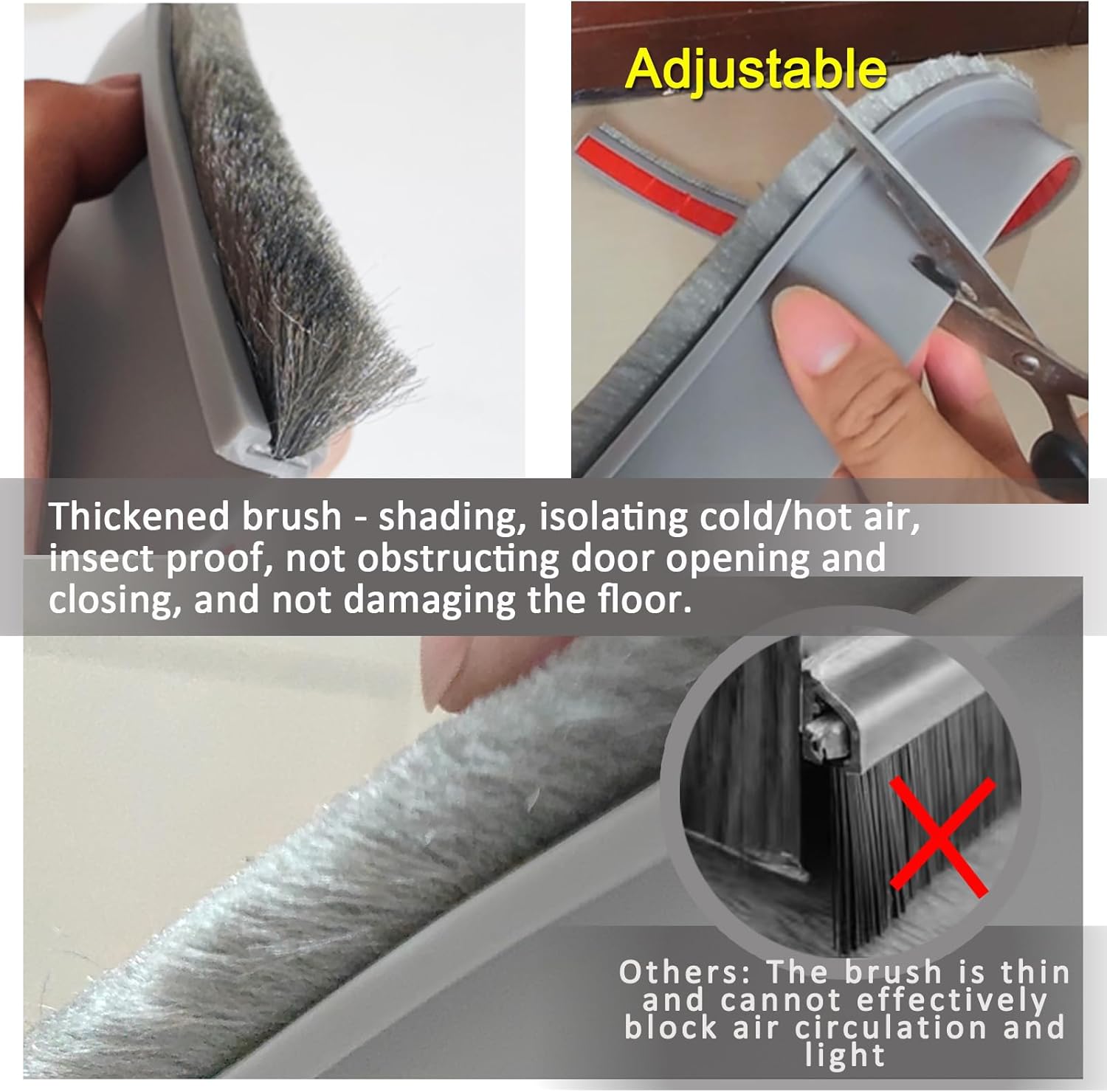 Yingd Door Draft Stopper with Brush 39 Inch Rubber Door Sweep