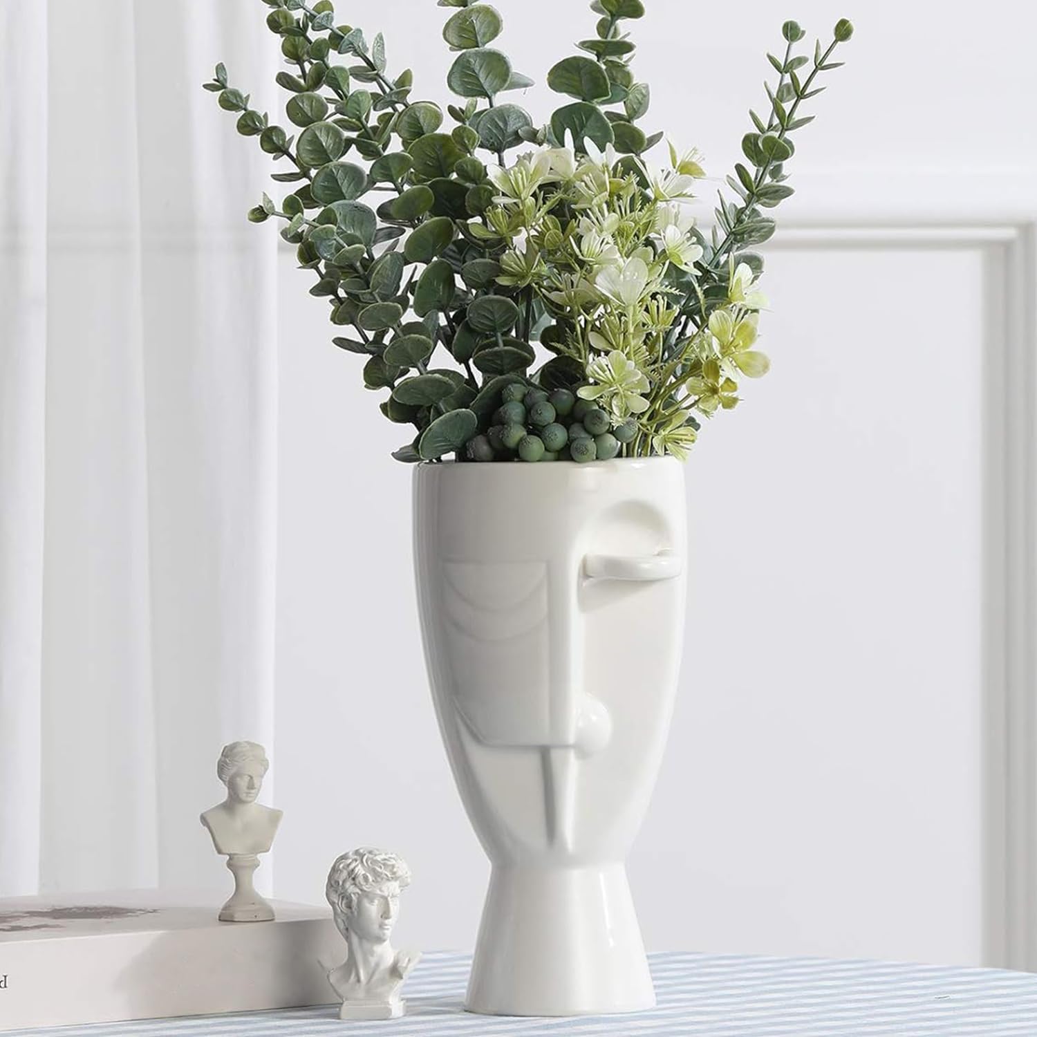 Face Art Ceramic Vases with Creative Floral Designs