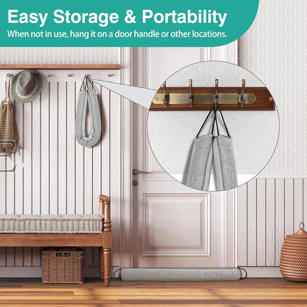 Lewondr Door Draft Stopper 36 Inch Sound Proof Triangular Weather Stripping Blocker Gray