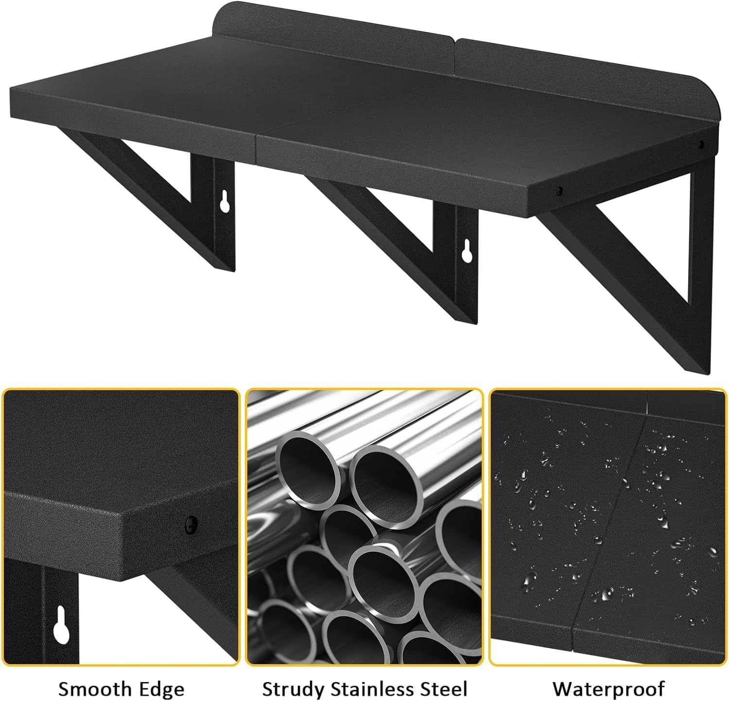 DUDSOEHO Stainless Steel Floating Shelf 12x24 Inches Heavy Duty Wall Mount