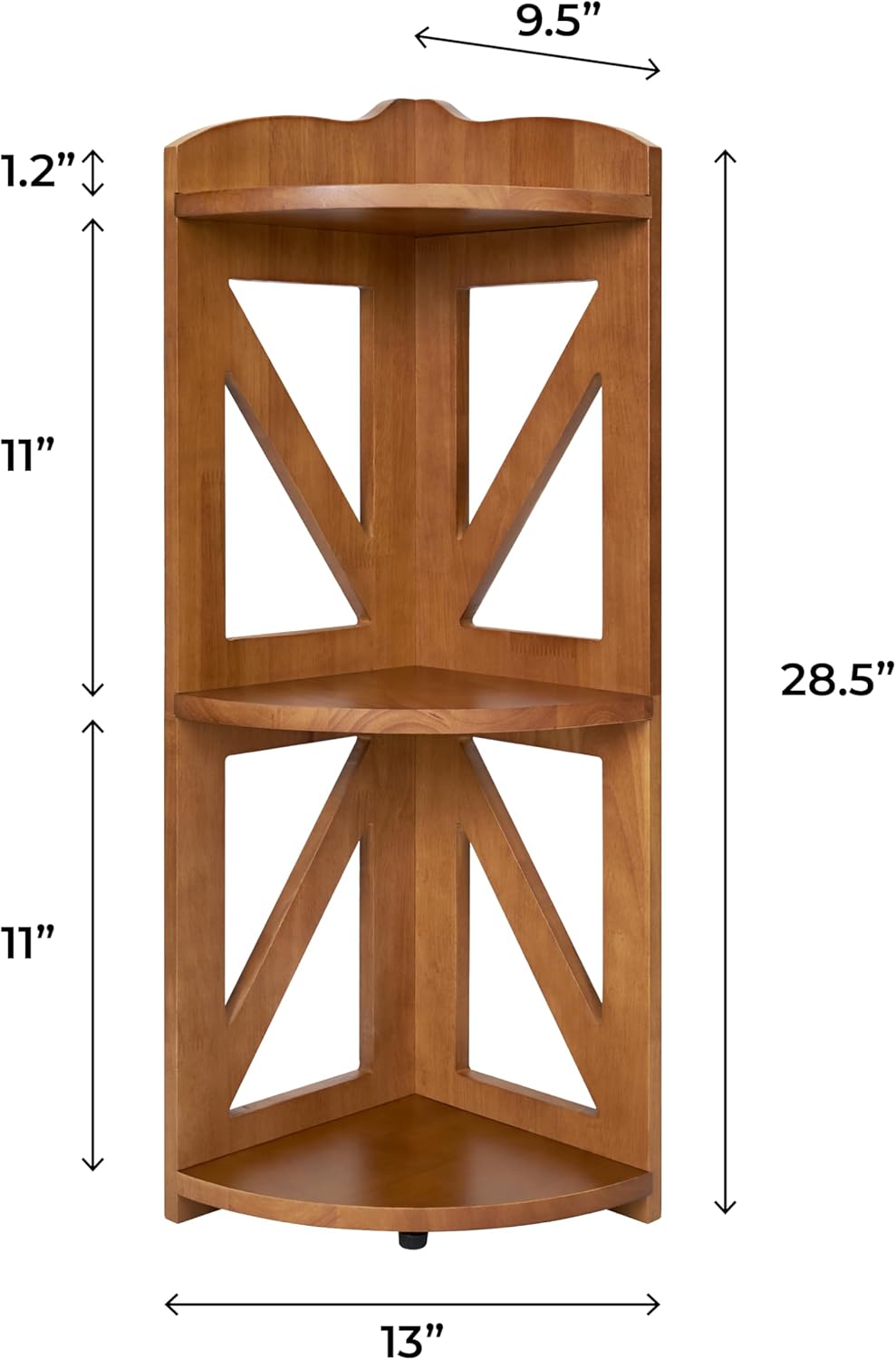YCICI Corner Shelf Stand 3 Tier Natural Wood Brown