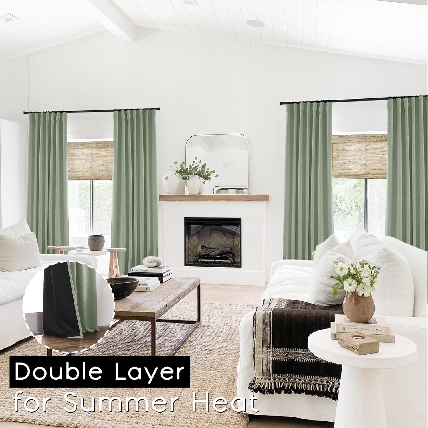 PANELSBURG Sage Green Boho Blackout Curtains 2 Panels Set