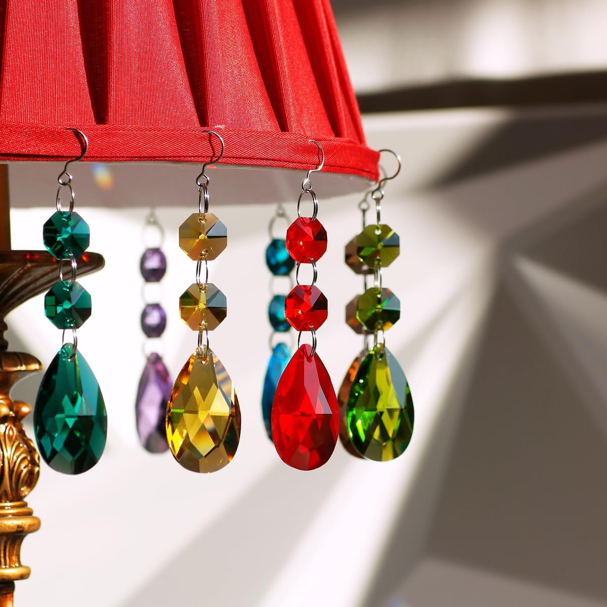 12pcs Teardrop Crystal Chandelier Prisms Suncatcher Beads Replacement