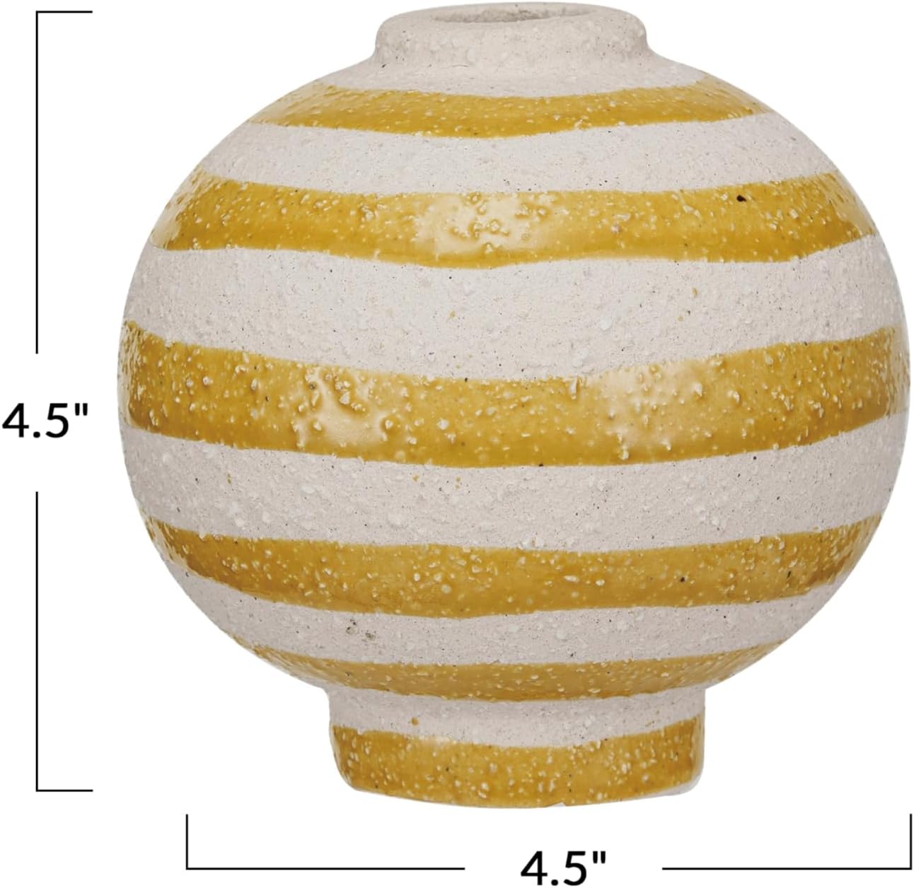 Creative Co Op Striped Stoneware Vase with Sphere Shape and Footed Base