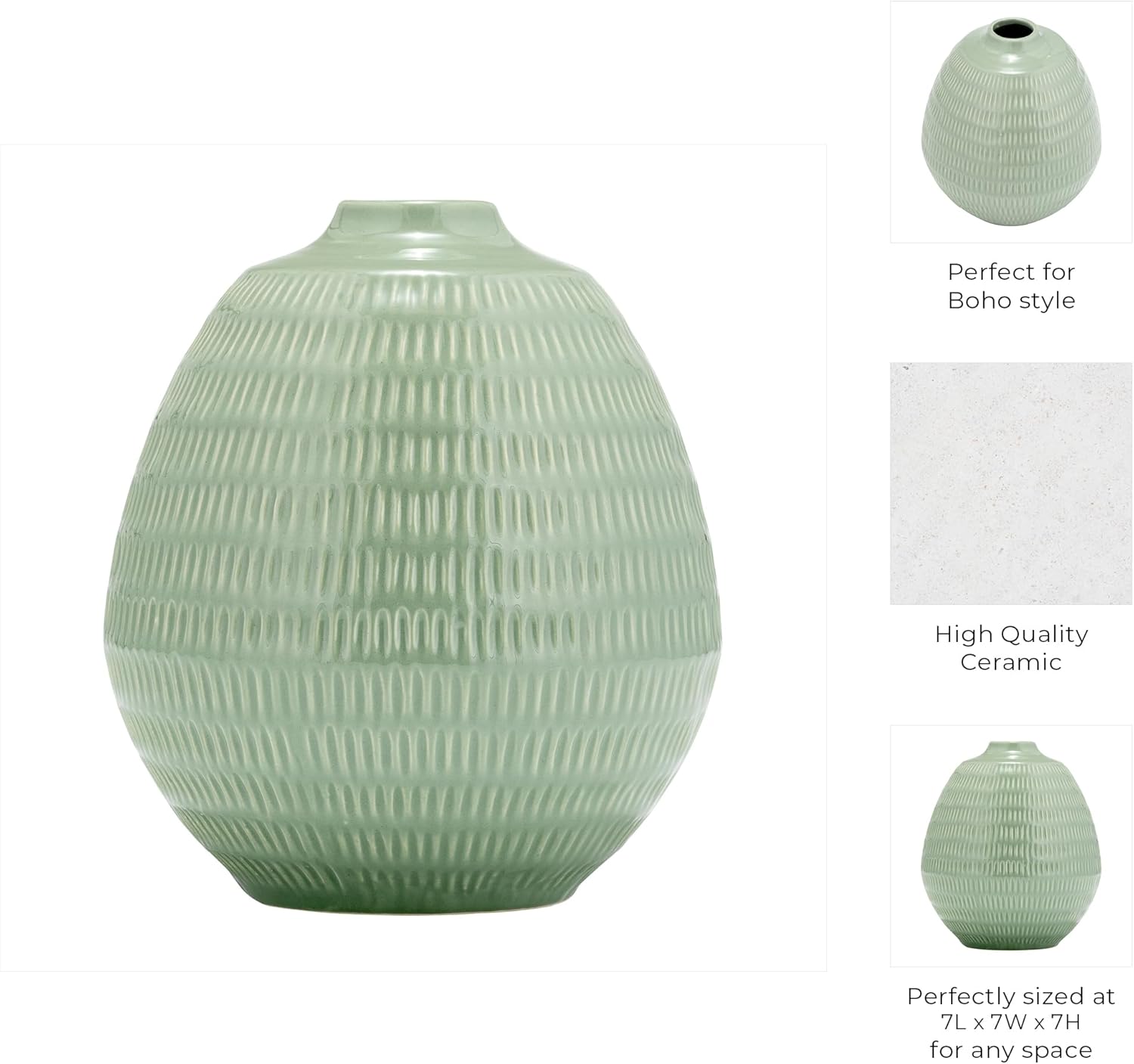 Sagebrook Home Decorative Ceramic Vase - 7 Inch Sculptural Style
