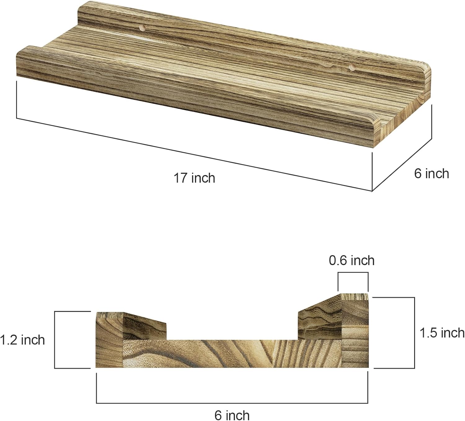 Love-KANKEI Floating Shelves Set of 2 Rustic Wood