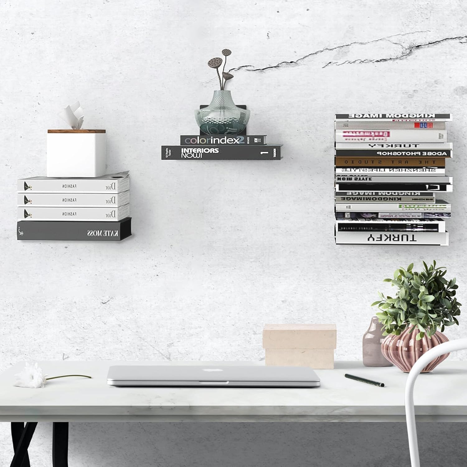 STORAGE MANIAC Floating Book Shelves 4-Pack Black Large