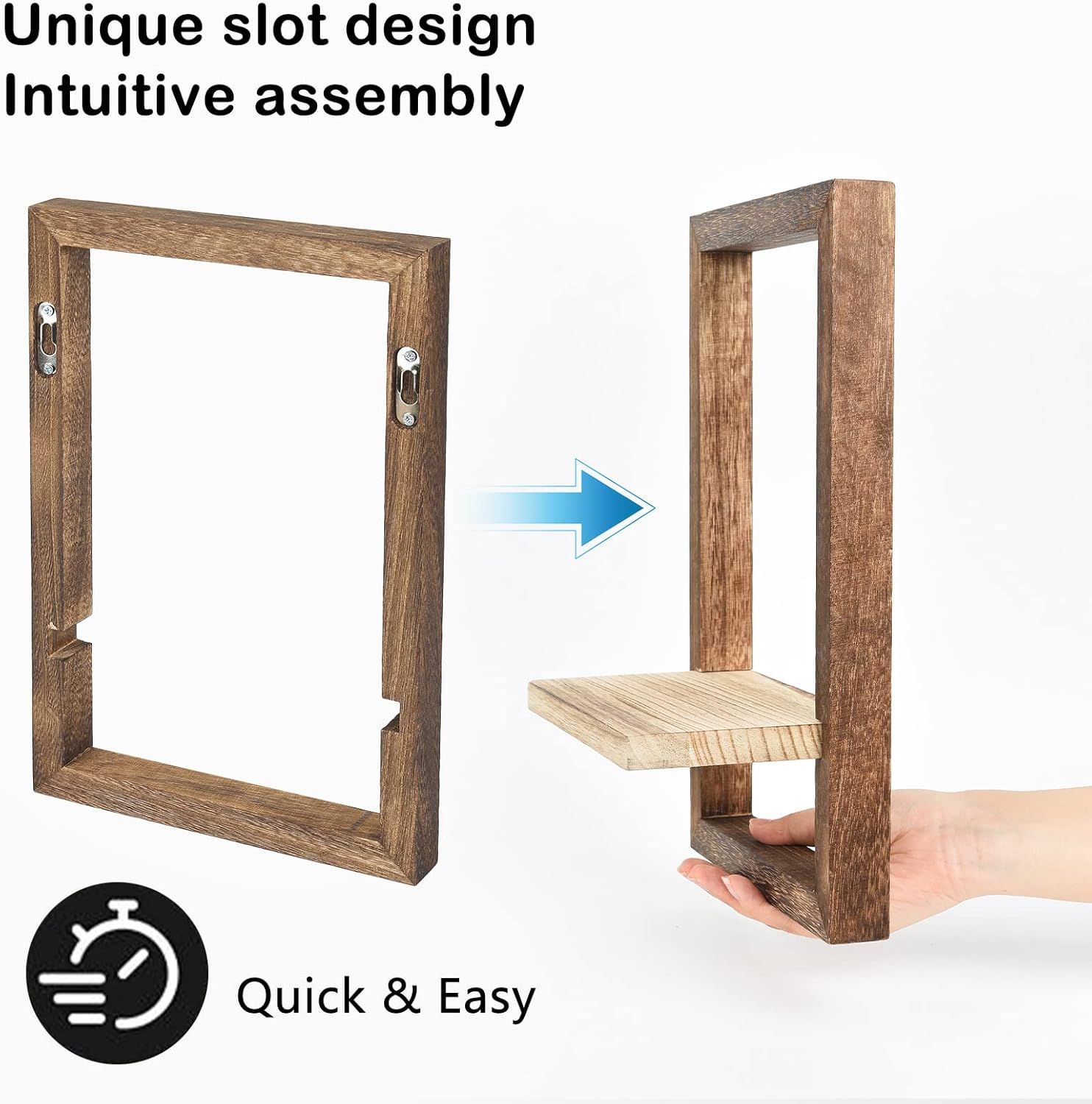 Rustic Square Floating Shelves Set of 4 for Wall