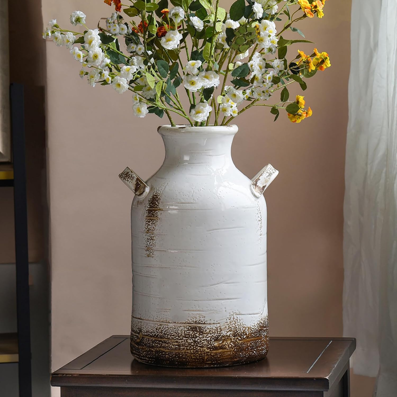Quoowiit Ceramic Rustic Farmhouse Vase 14 Inch