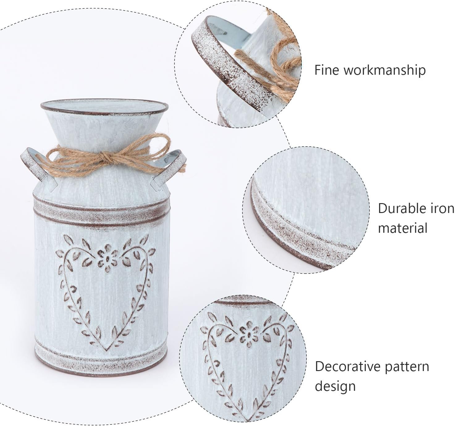 Retro Heart Shaped Metal Vase for Home Decor Centerpieces