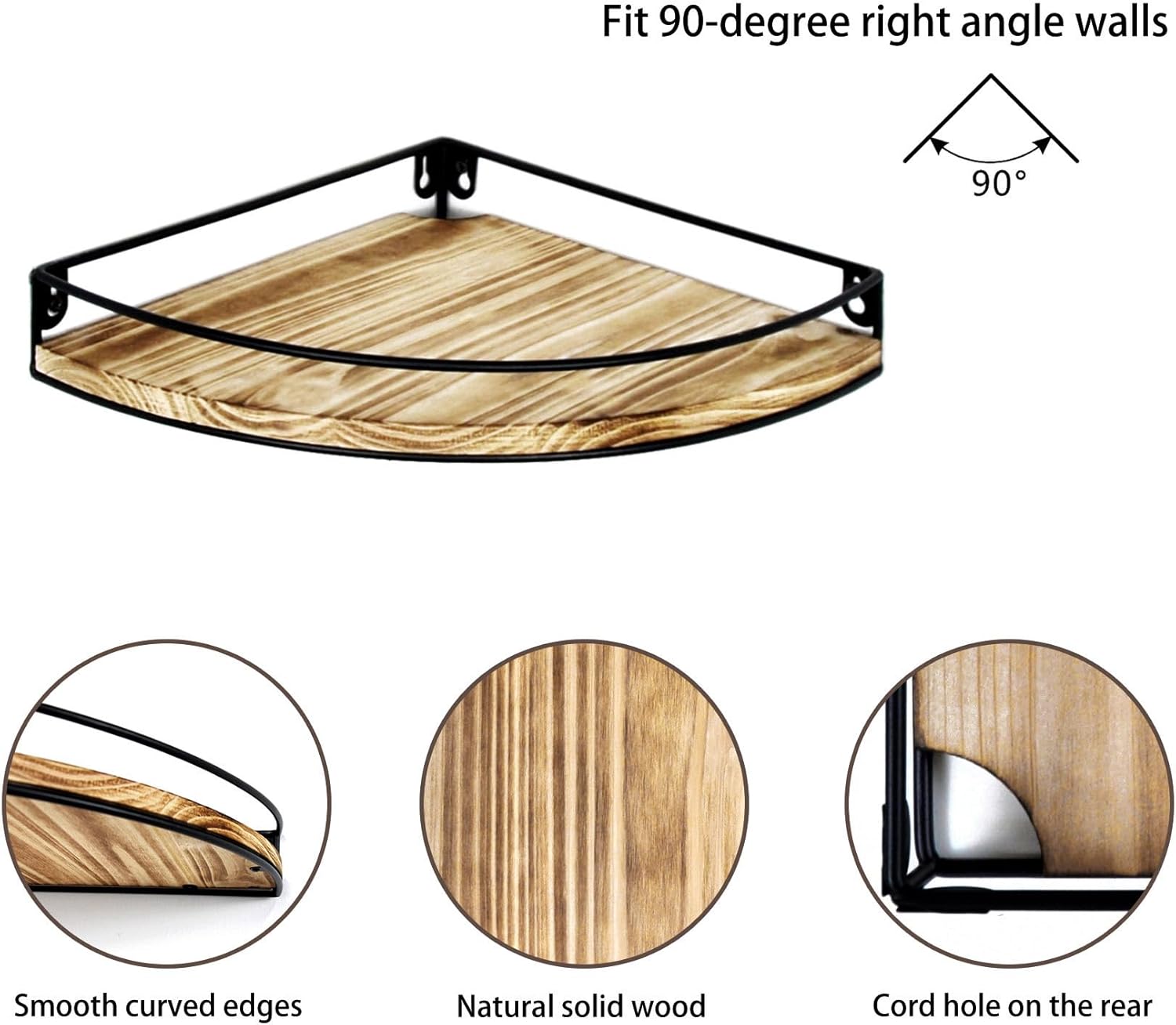 Corner Floating Shelves Set of 3 Rustic Brown