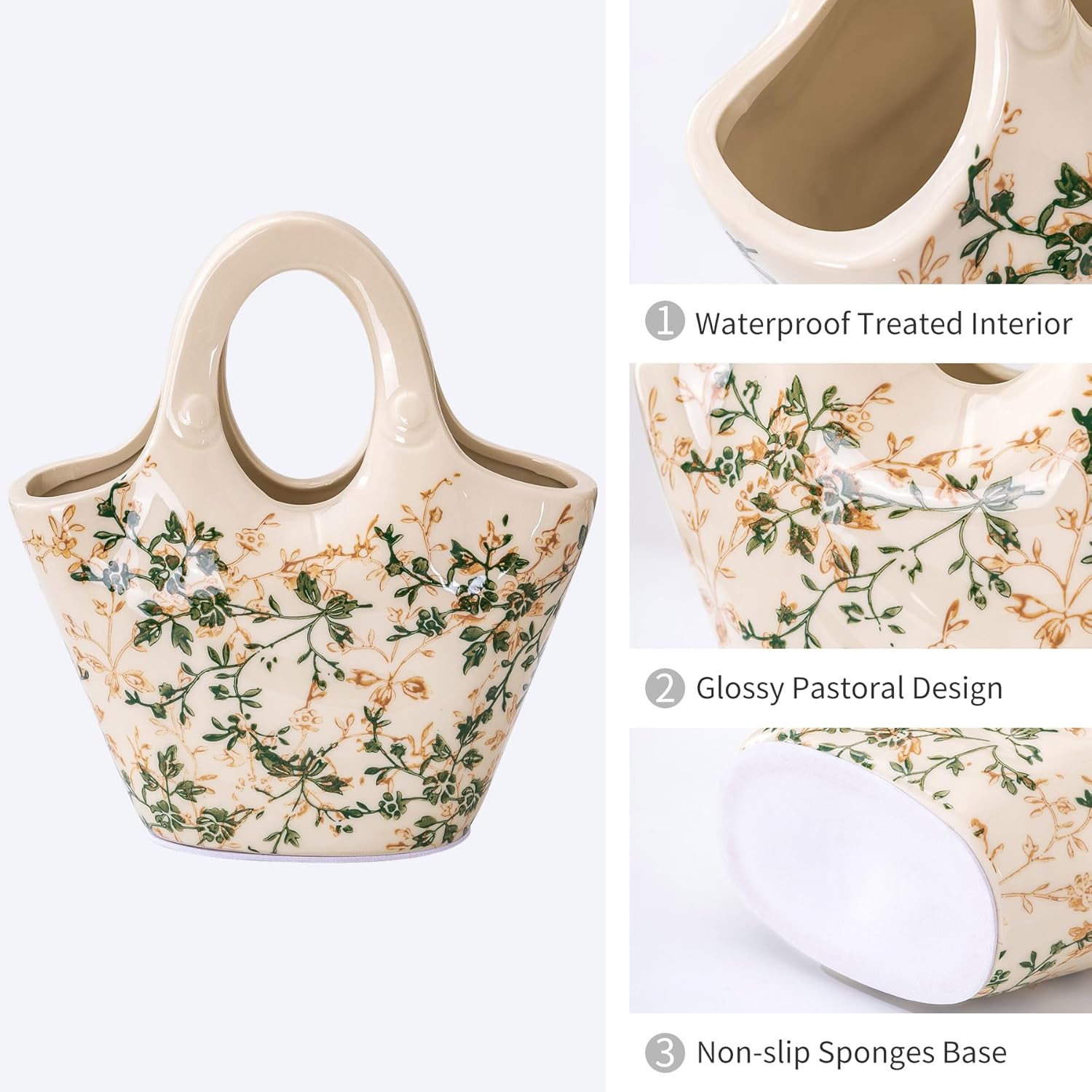 Sure Yuesi Ceramic Purse Vase for Flowers 9 Inches