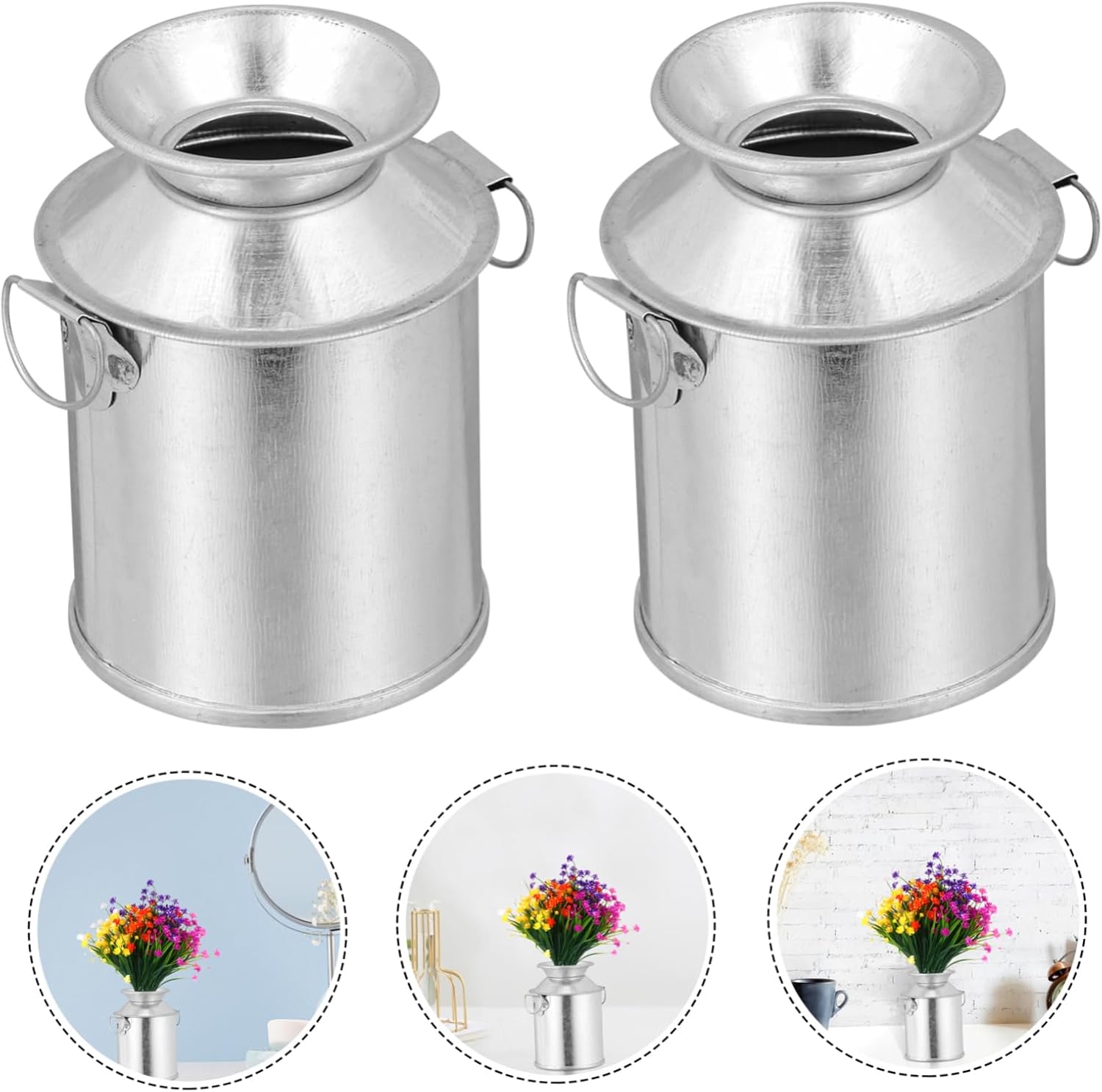 STOBAZA 2 Sets Retro Flower Bucket Iron Art Dried Flower Pot