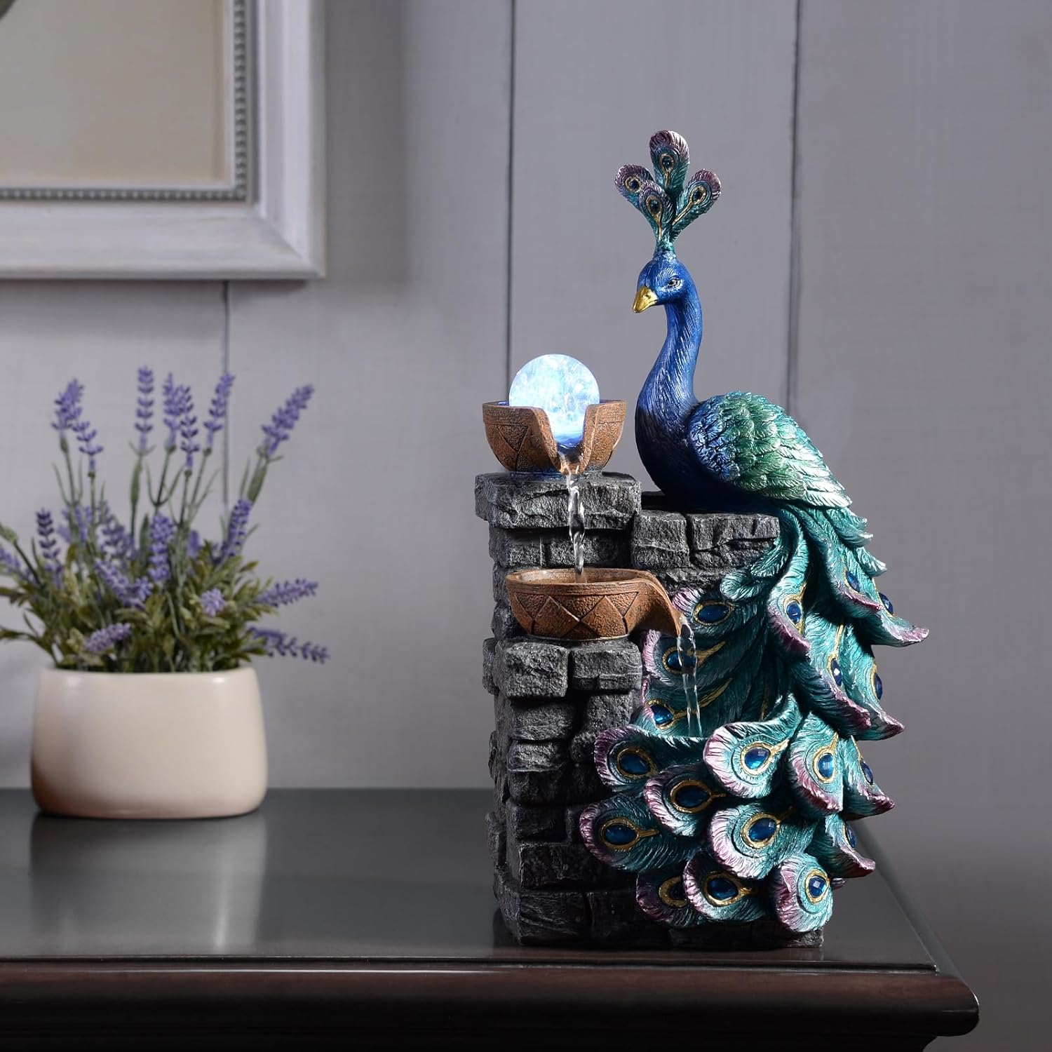 Tabletop Water Fountain with LED Color Changing Globe