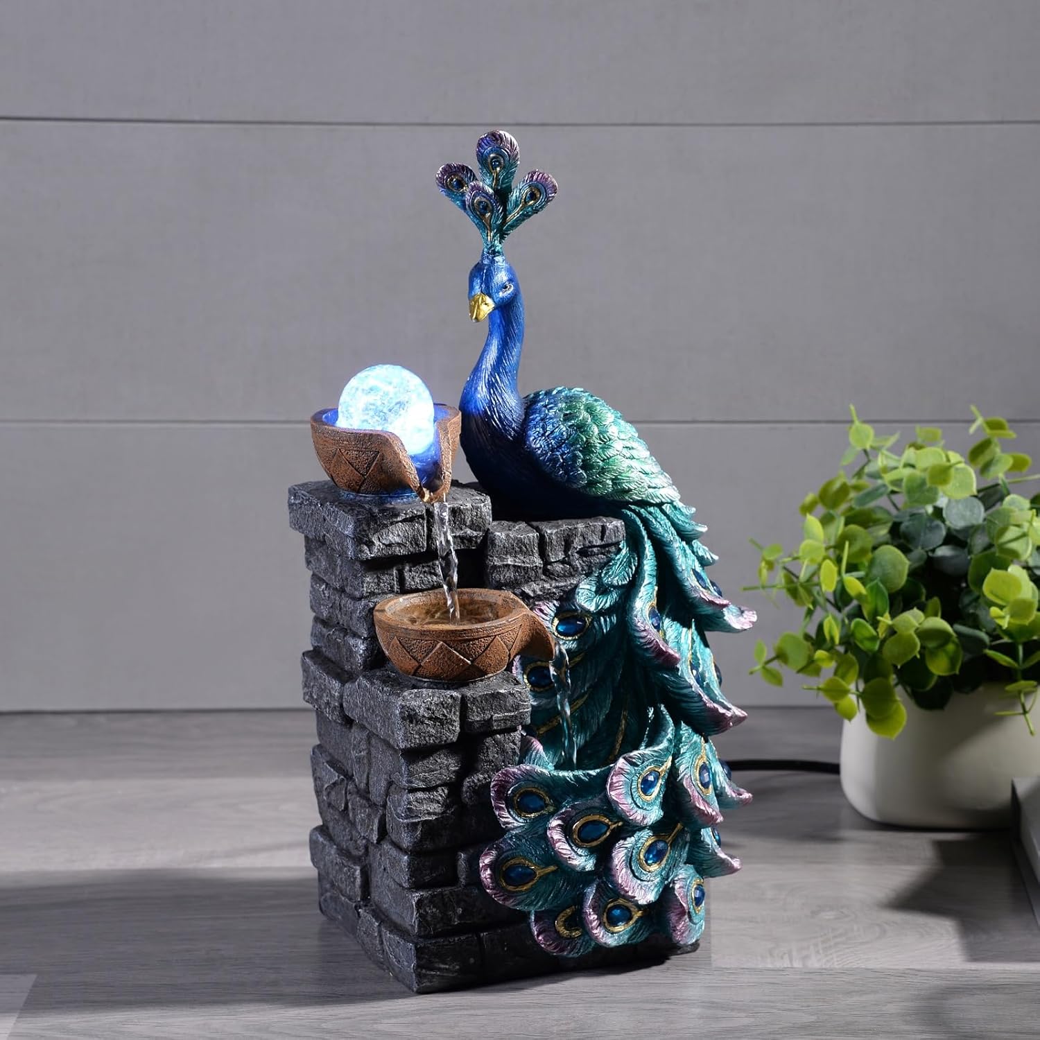 Tabletop Water Fountain with LED Color Changing Globe