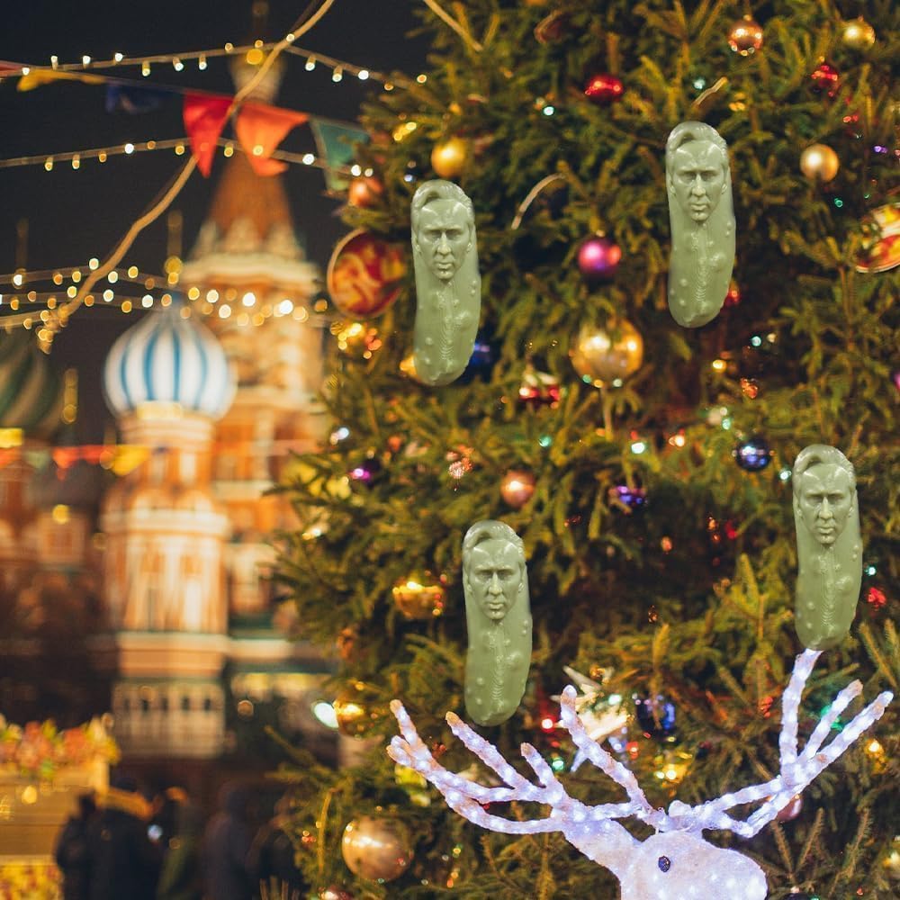 Funny Nicolas Cage Pickle Christmas Ornament