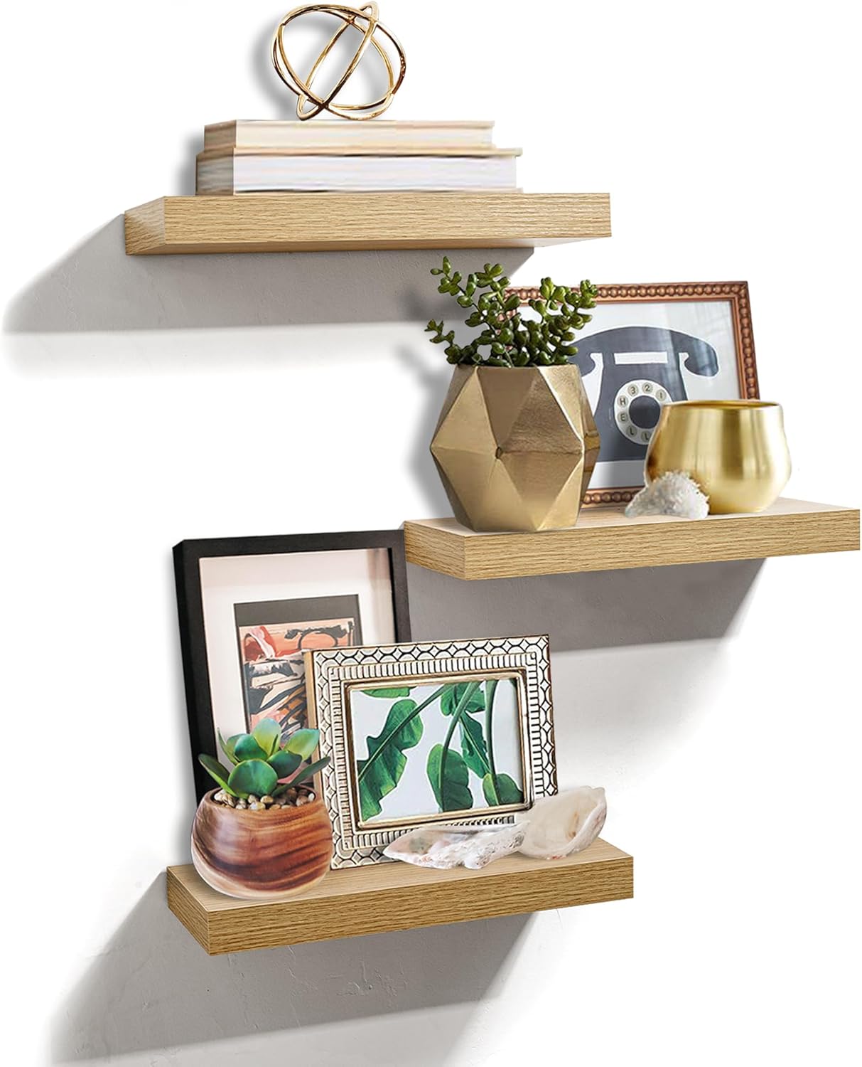 AHDECOR Floating Shelves Set of 3 Rustic Wooden Ledge Decor