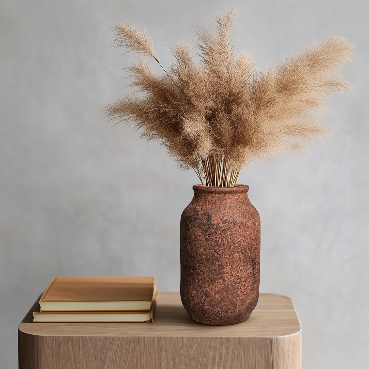 9 Inch Brown Terracotta Rustic Vase for Home Decor