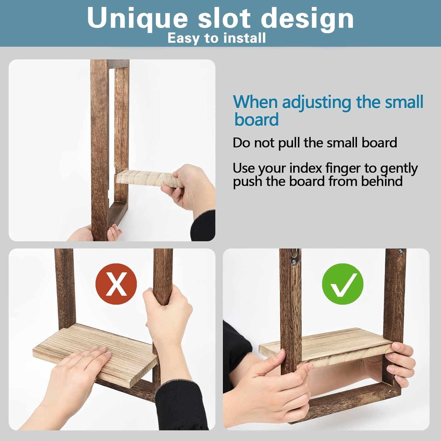 Rustic Square Floating Shelves Set of 4 for Wall