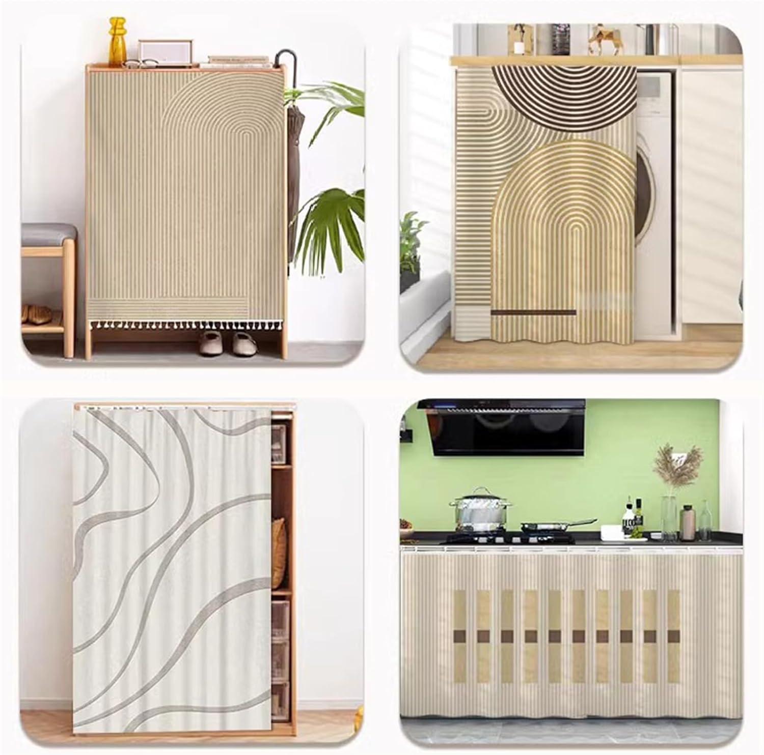 Liveinu Cabinet Curtains Style 4 No Tools No Drill