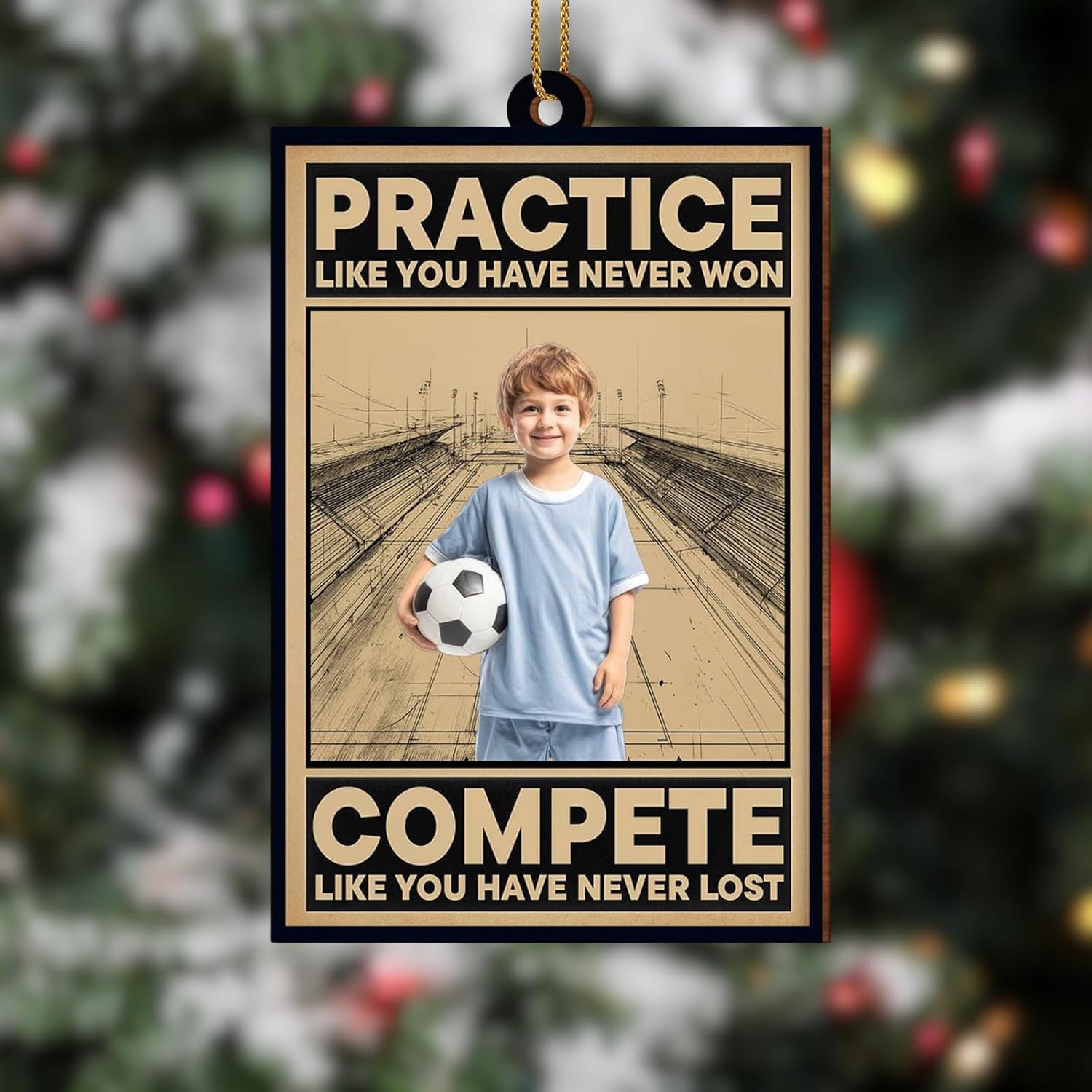 Practice Like You Have Never Won Personalized Soccer Ornament