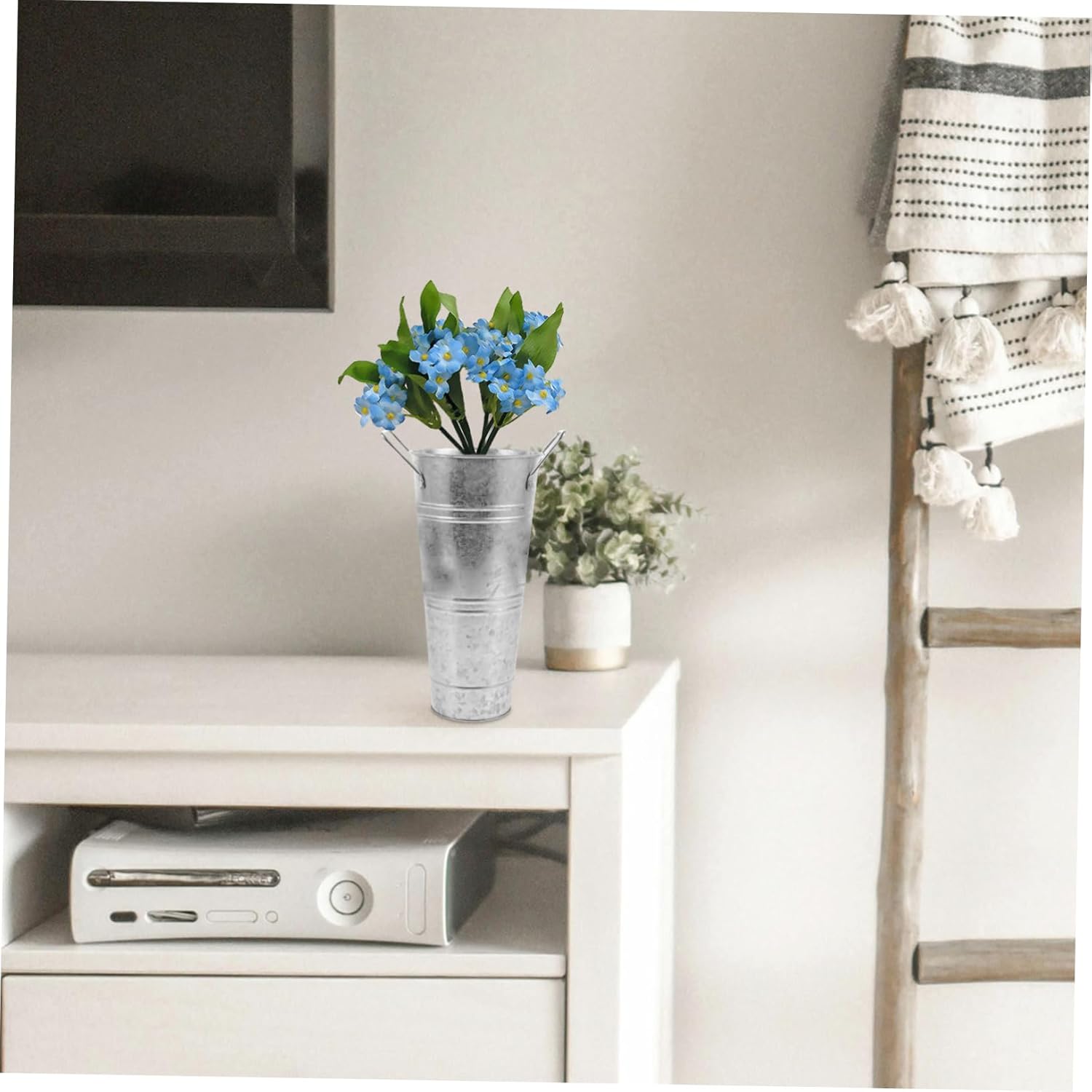 Vintage Iron Flower Bucket Vase for Dried Flowers