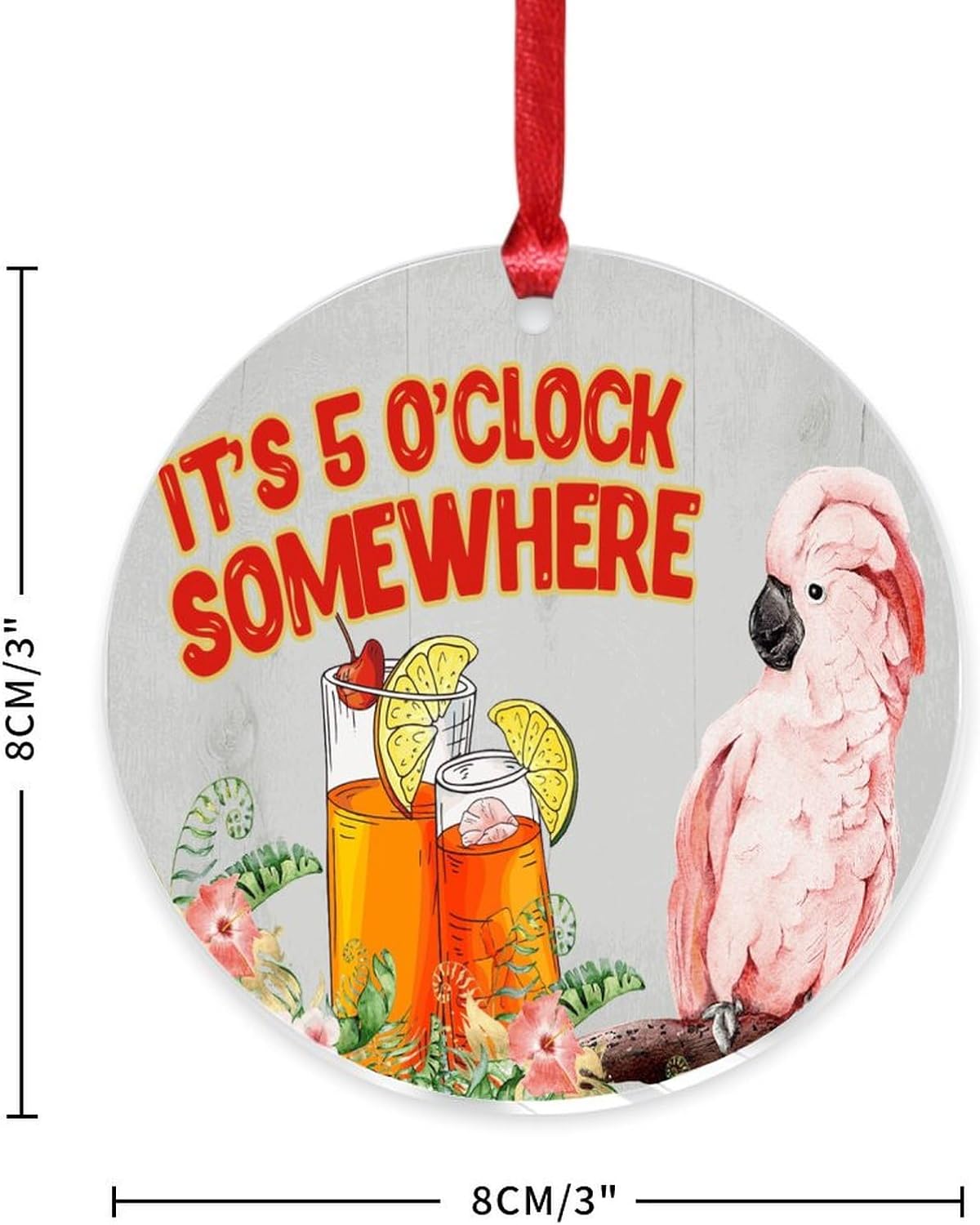 3 Acrylic Christmas Ornaments 2024 Tropical Flamingo Hanging Decor
