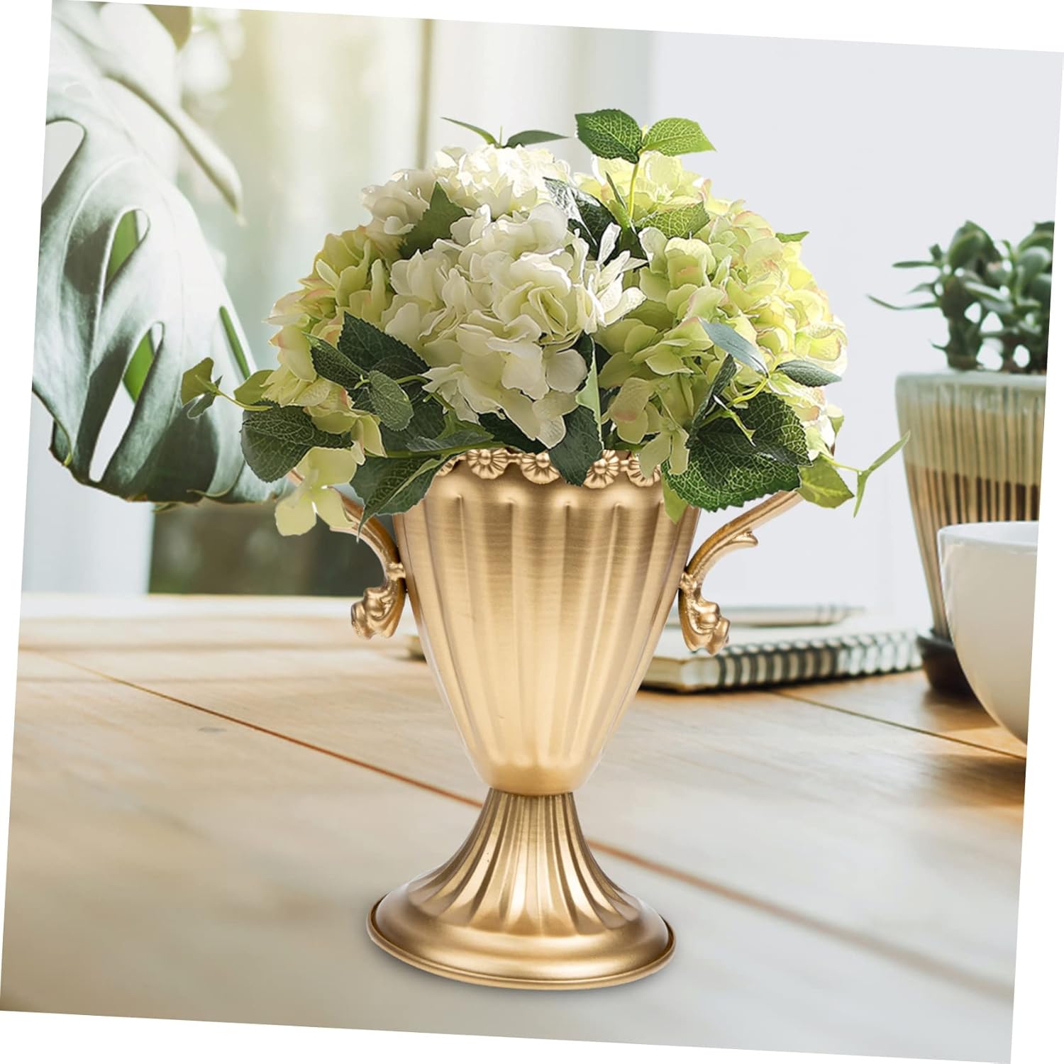 Stobaza Tall Gold Vase Iron Flowerpot Planter Indoor Urn