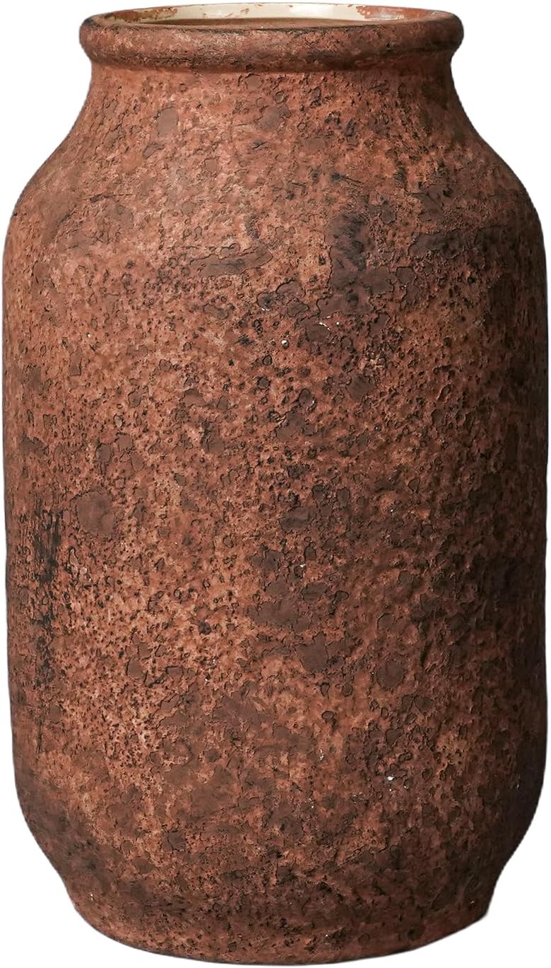 9 Inch Brown Terracotta Rustic Vase for Home Decor