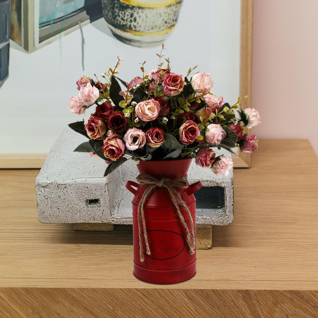 Retro Style Bucket Iron Flower Barrel Farmhouse Decor Vase