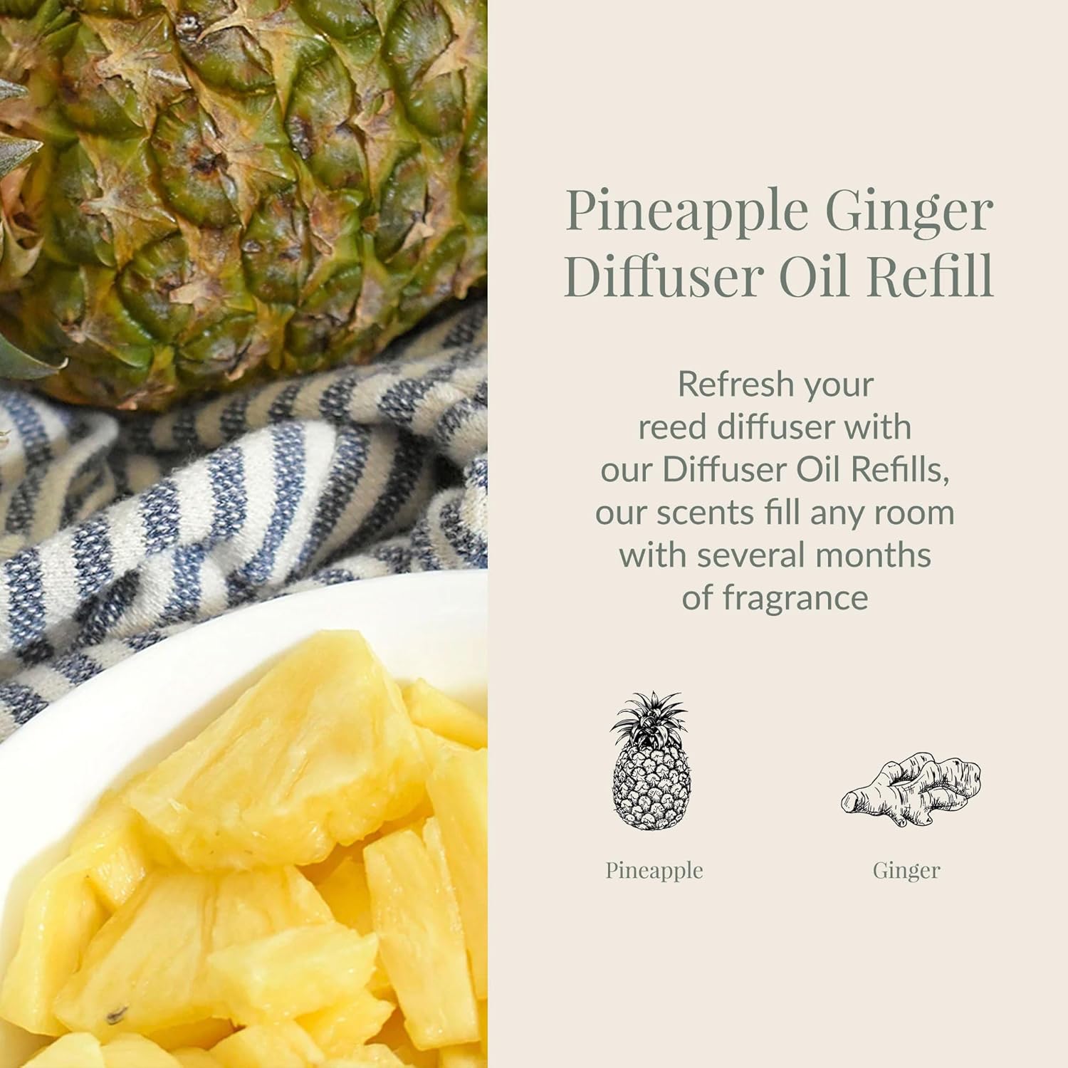 Archipelago Botanicals Pineapple Ginger Diffuser Oil Refill 785 Fl Oz